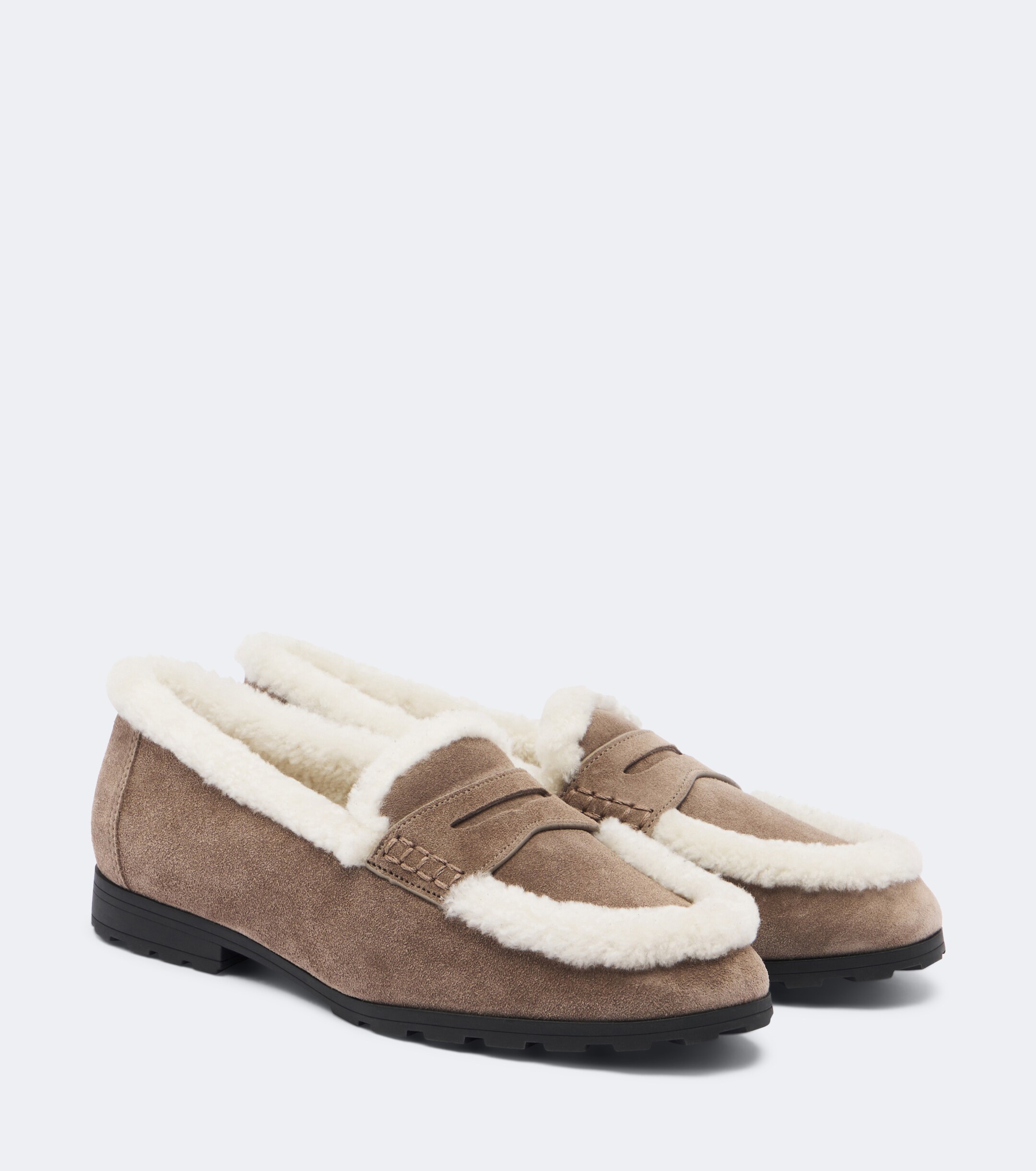 Veronica Beard Veronica Beard Shearling-lined suede penny loafers