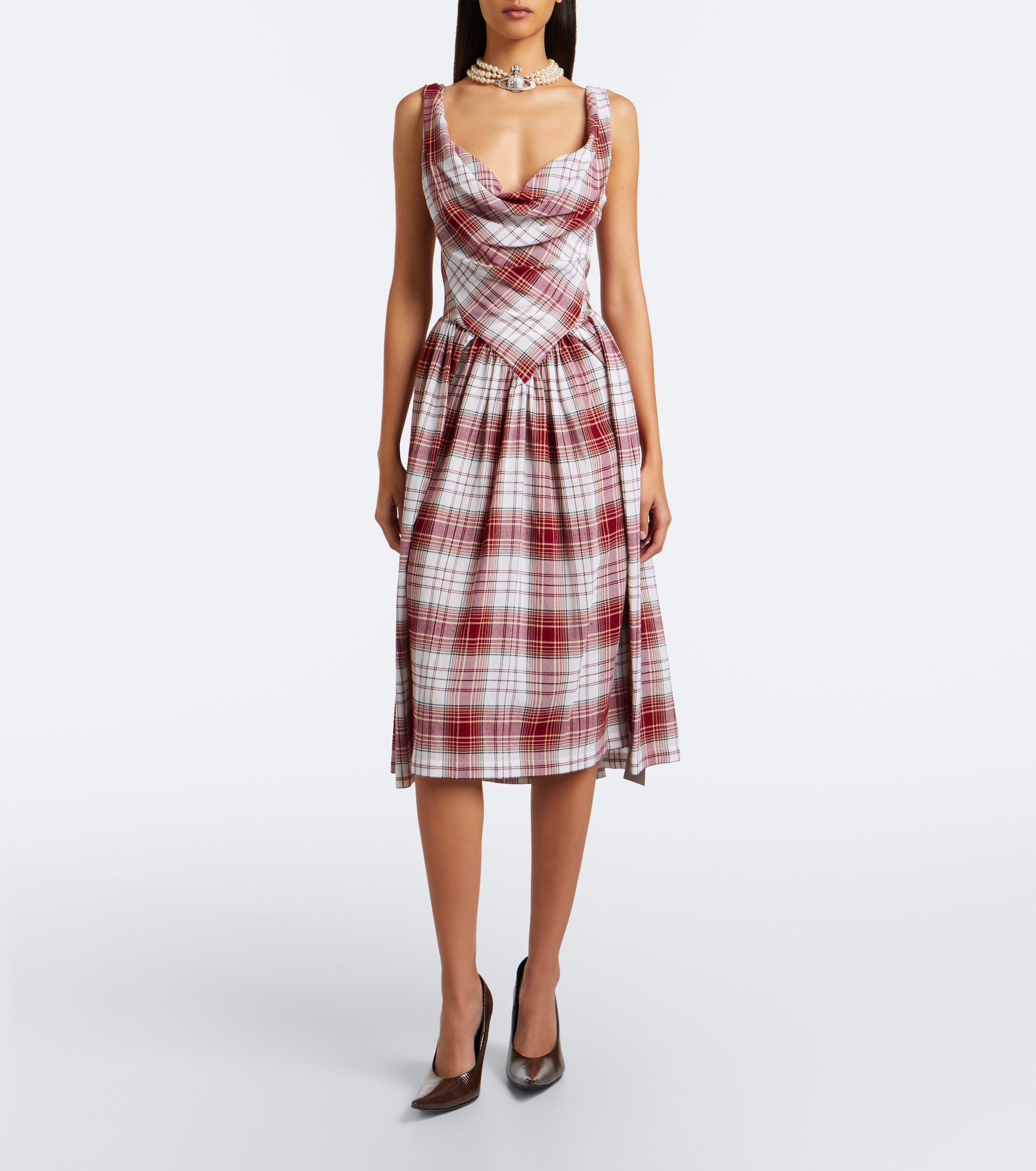 Vivienne Westwood Vivienne Westwood Sunday draped tartan crêpe midi dress