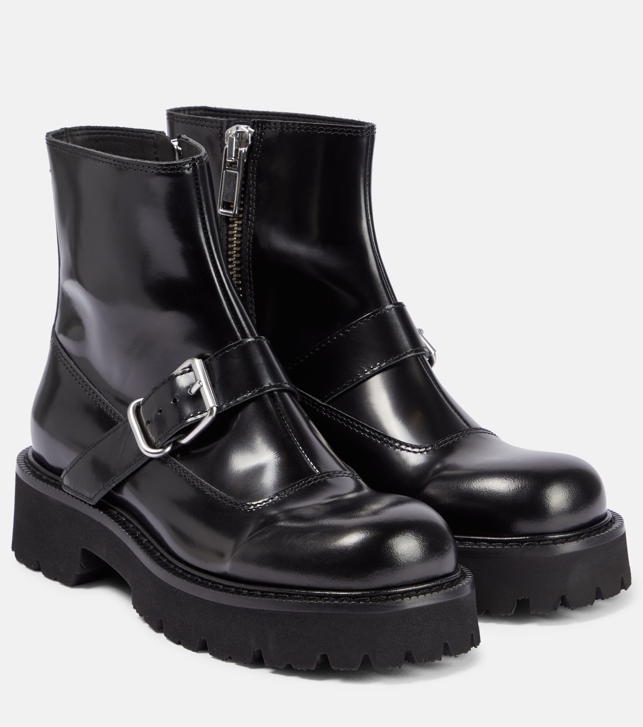 MM6 Maison Margiela Buckled leather ankle boots