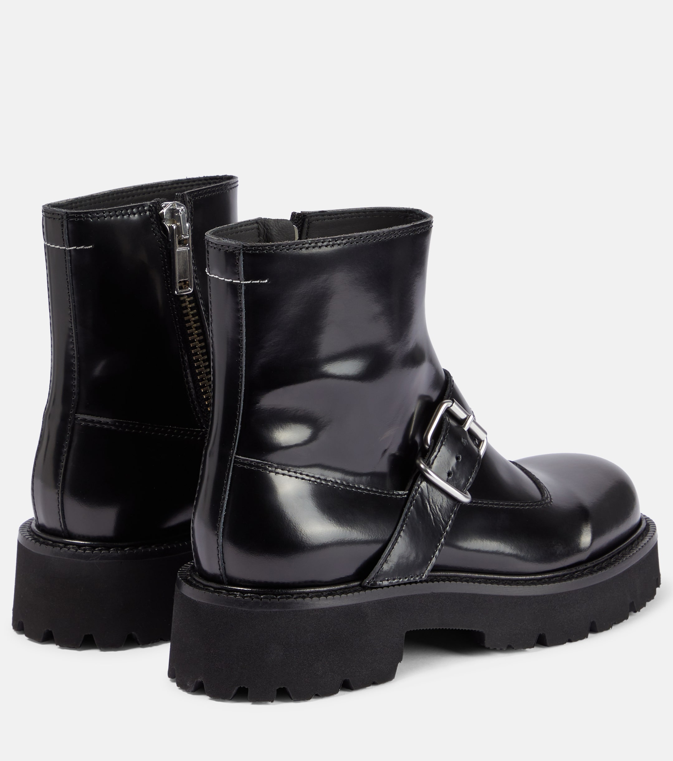 MM6 Maison Margiela Buckled leather ankle boots