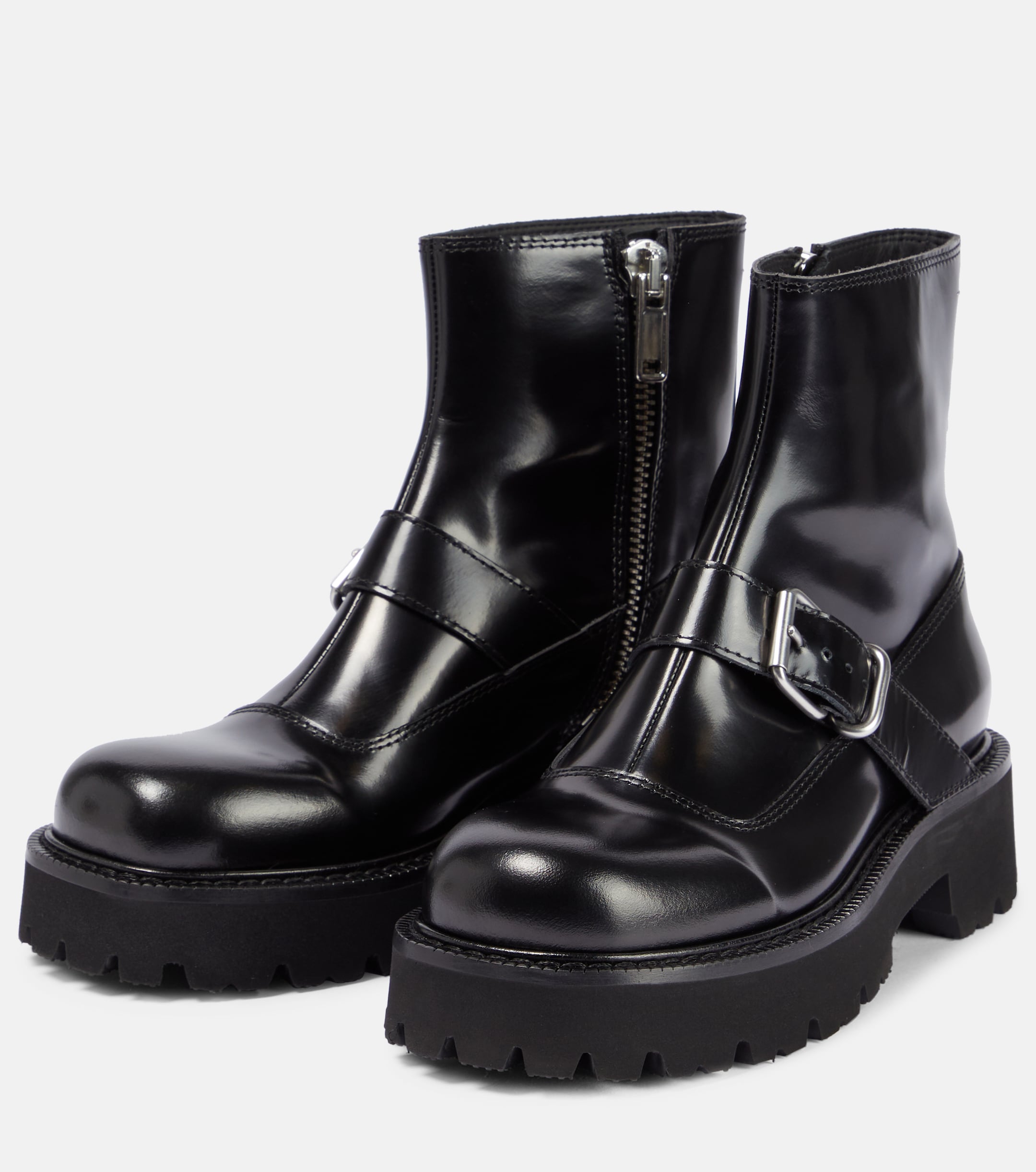 MM6 Maison Margiela Buckled leather ankle boots
