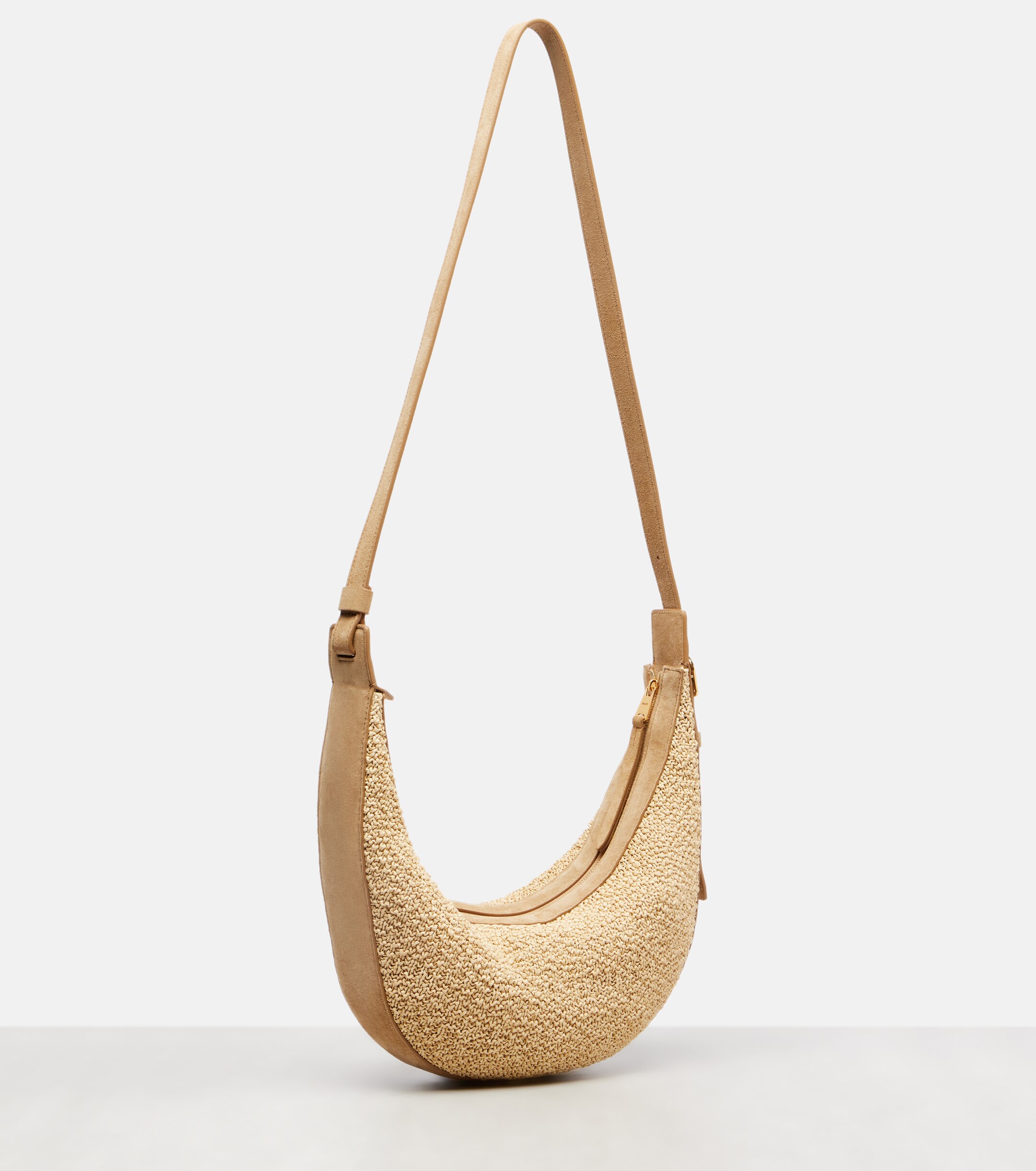 KHAITE Augustina Small raffia and suede crossbody bag