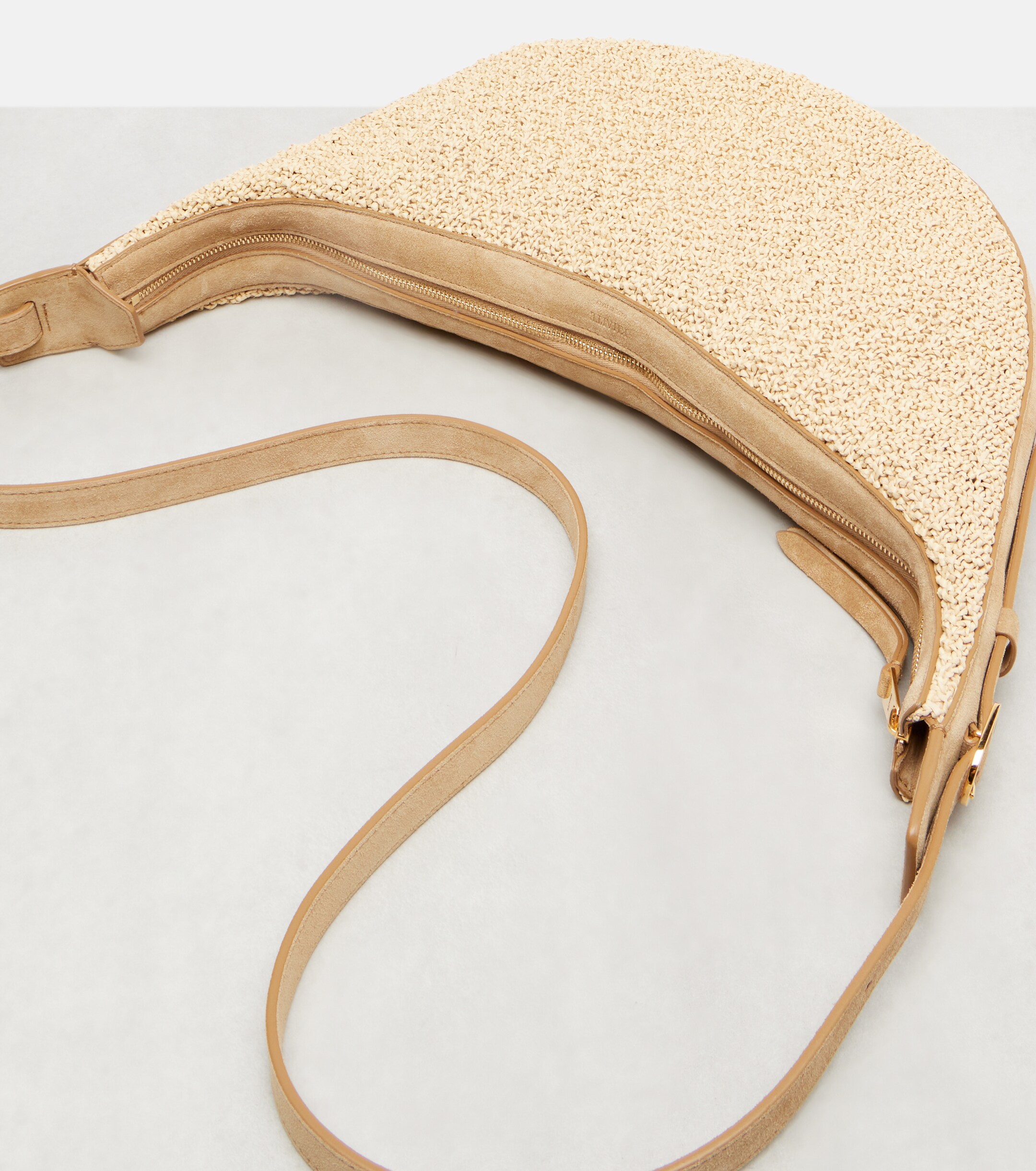 KHAITE Augustina Small raffia and suede crossbody bag