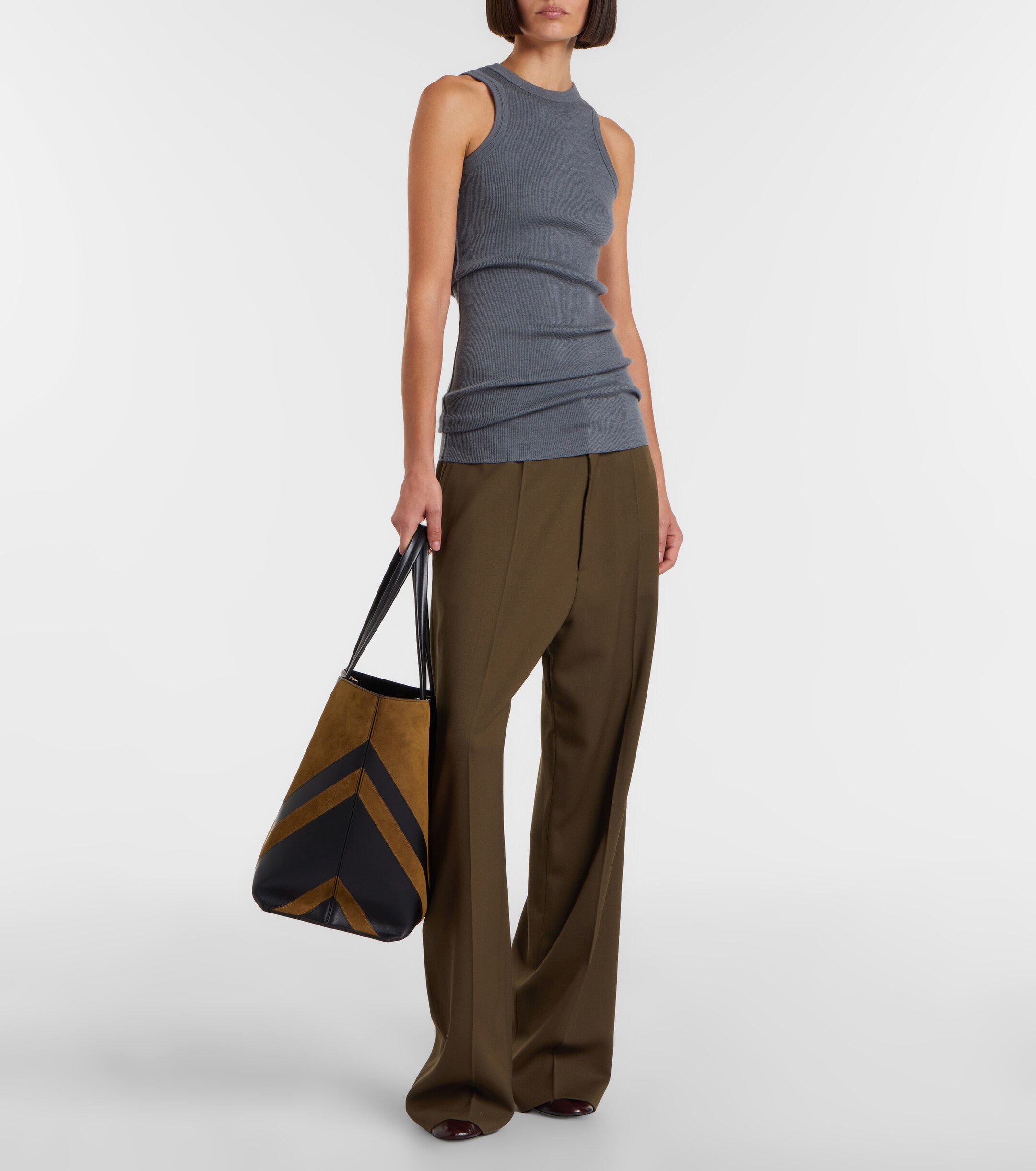 PHOEBE PHILO Pot Cabas suede and leather tote bag thumbnail