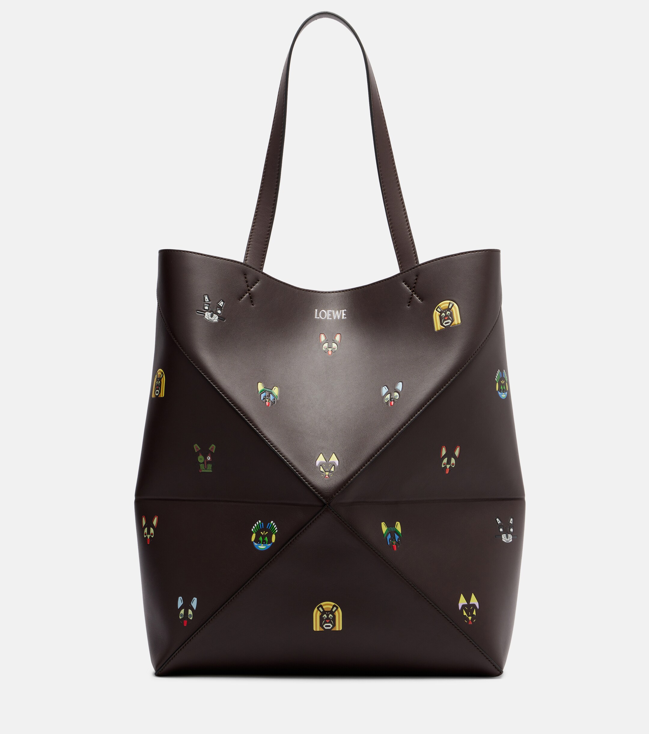 Loewe x Louis Wain Puzzle Fold Cats leather tote bag