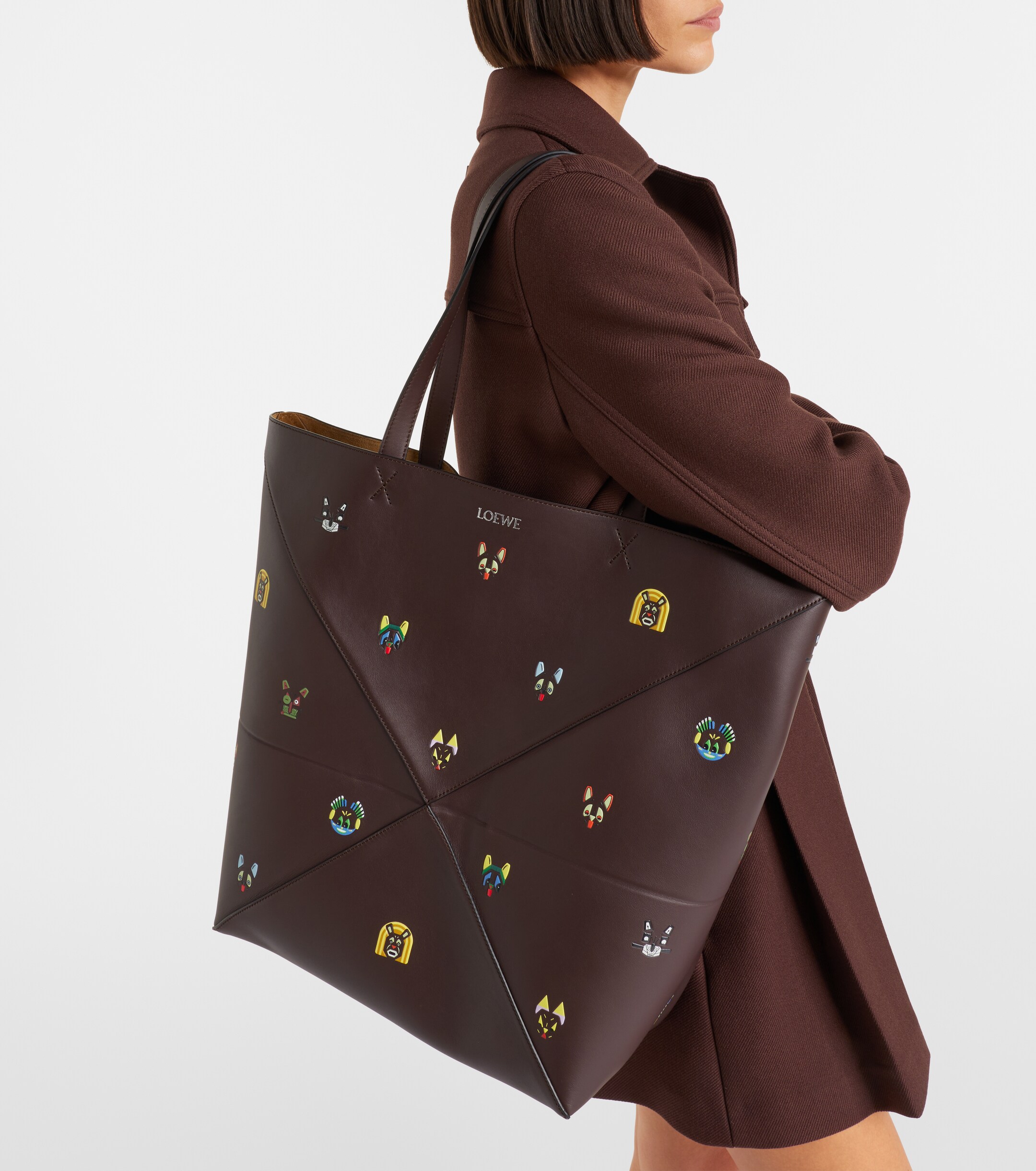 Loewe x Louis Wain Puzzle Fold Cats leather tote bag