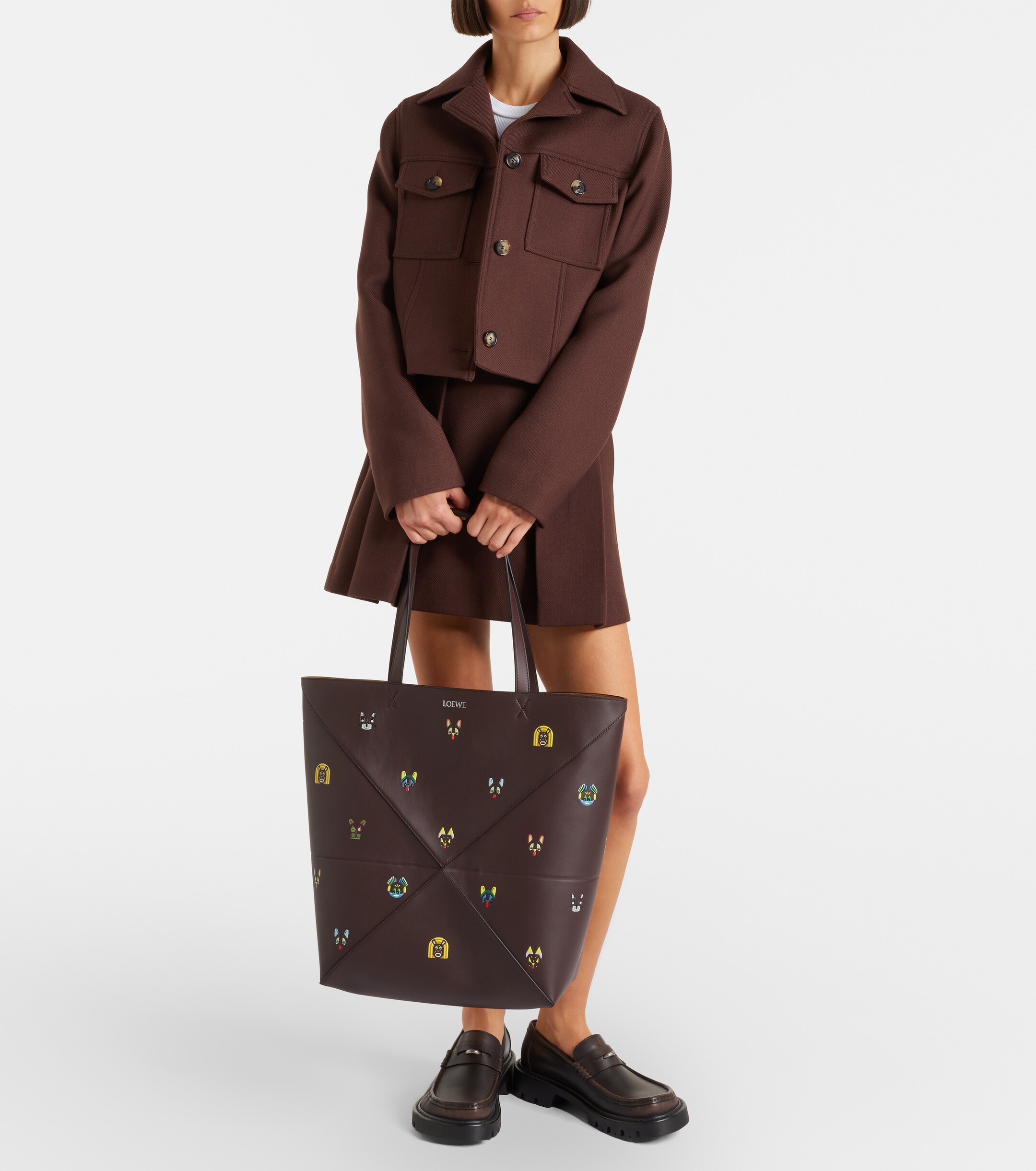 Loewe x Louis Wain Puzzle Fold Cats leather tote bag