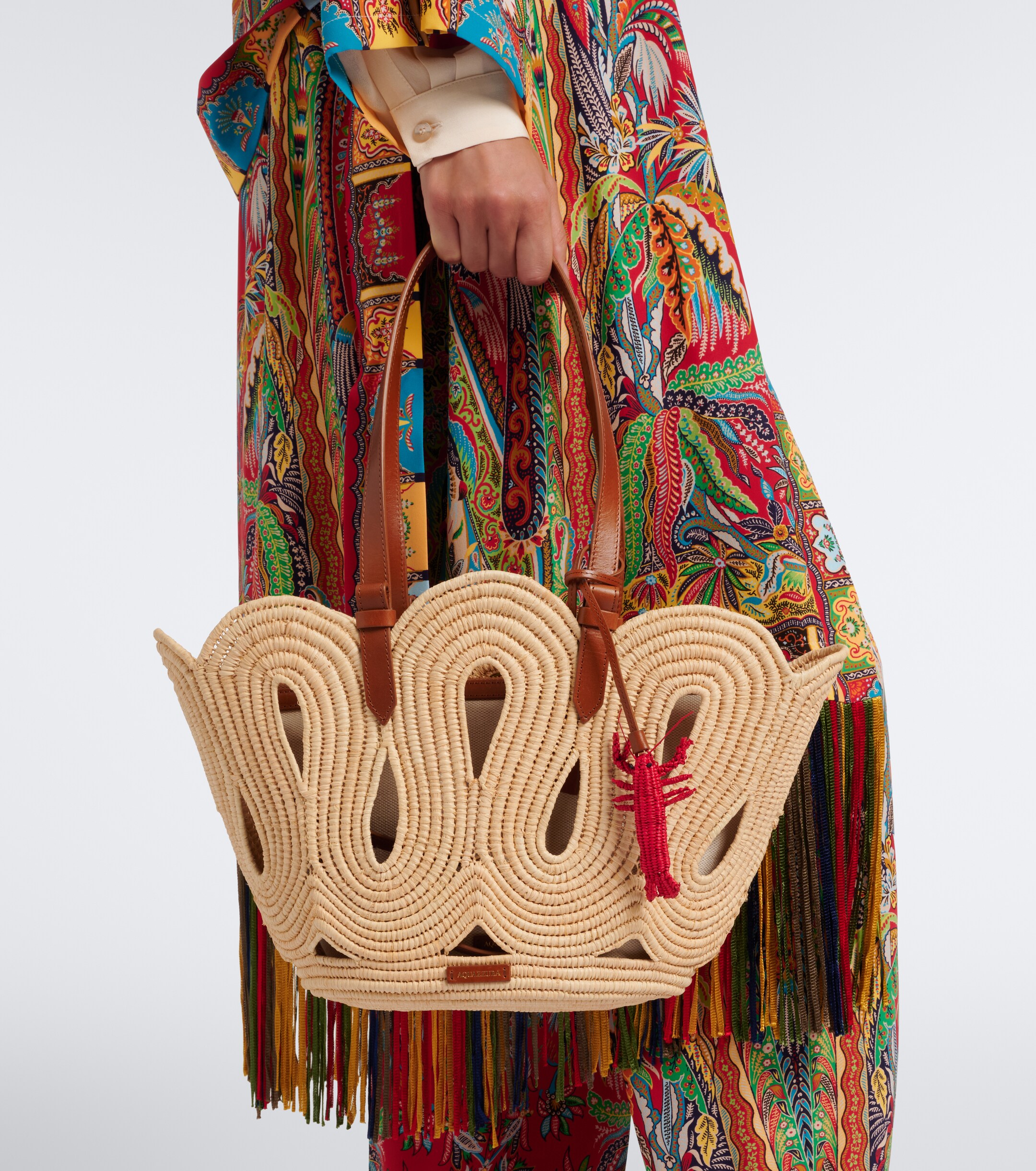 AQUAZZURA Artiste Medium raffia tote bag