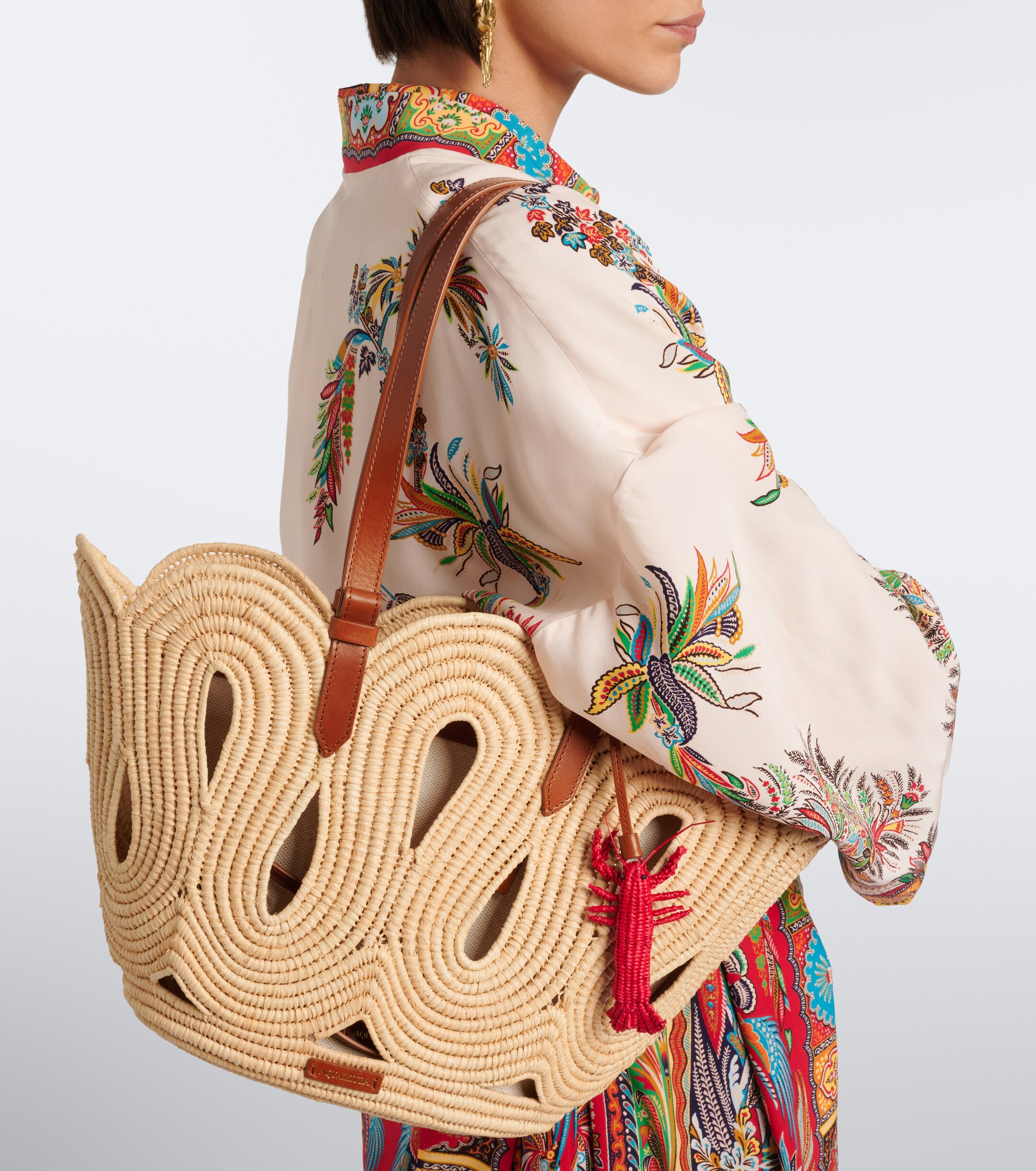 AQUAZZURA Artiste Medium raffia tote bag