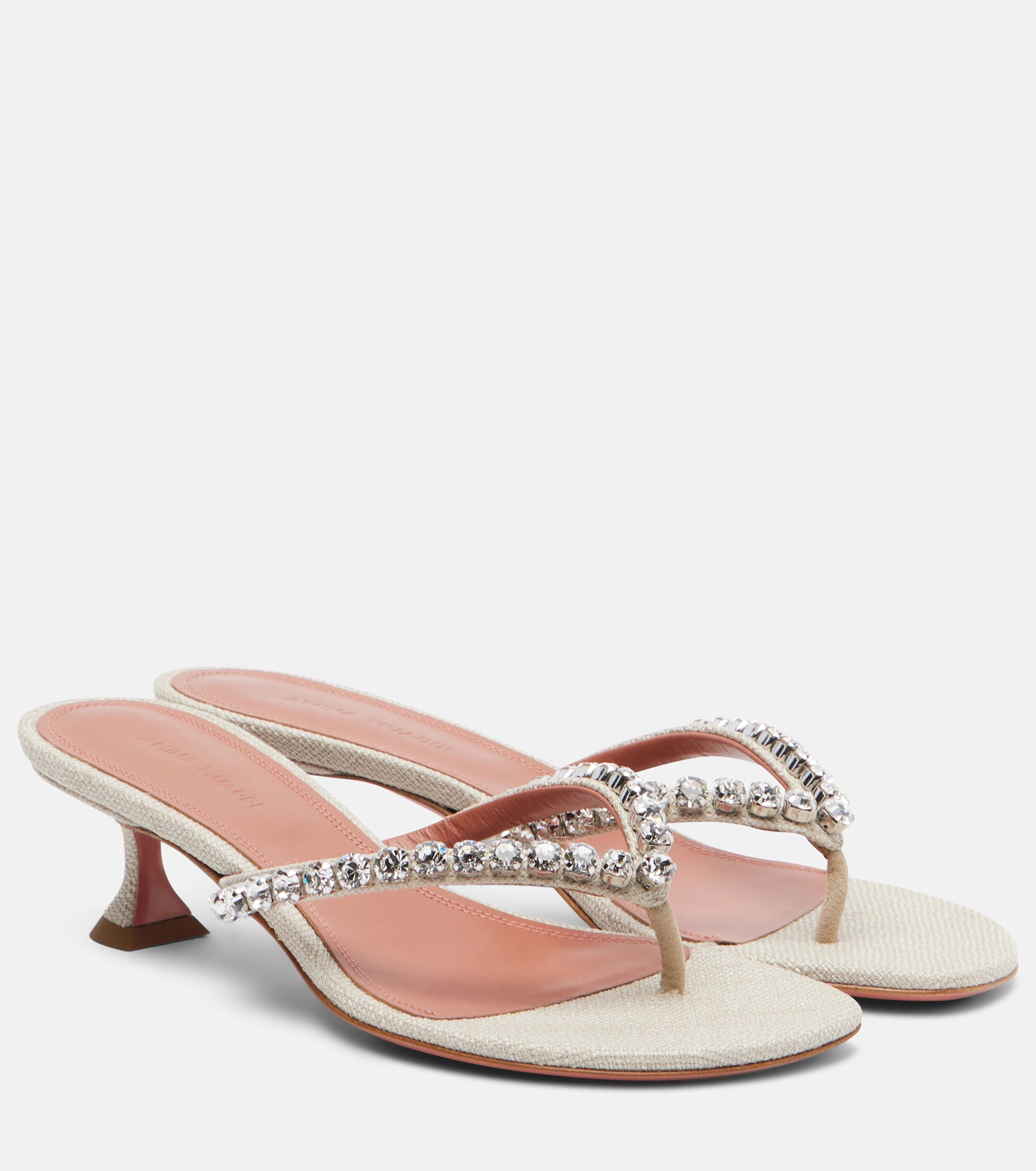 AMINA MUADDI Amina Muaddi Gigi embellished canvas thong sandals