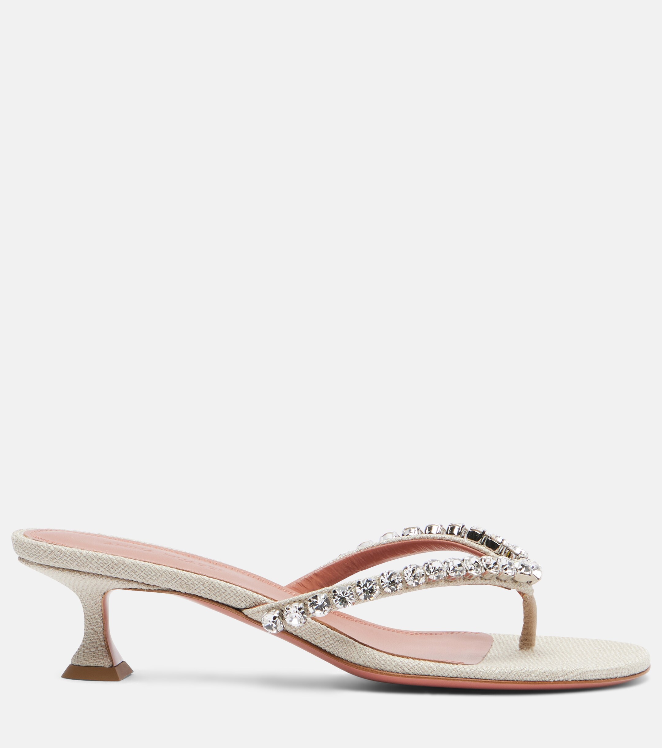 AMINA MUADDI Amina Muaddi Gigi embellished canvas thong sandals