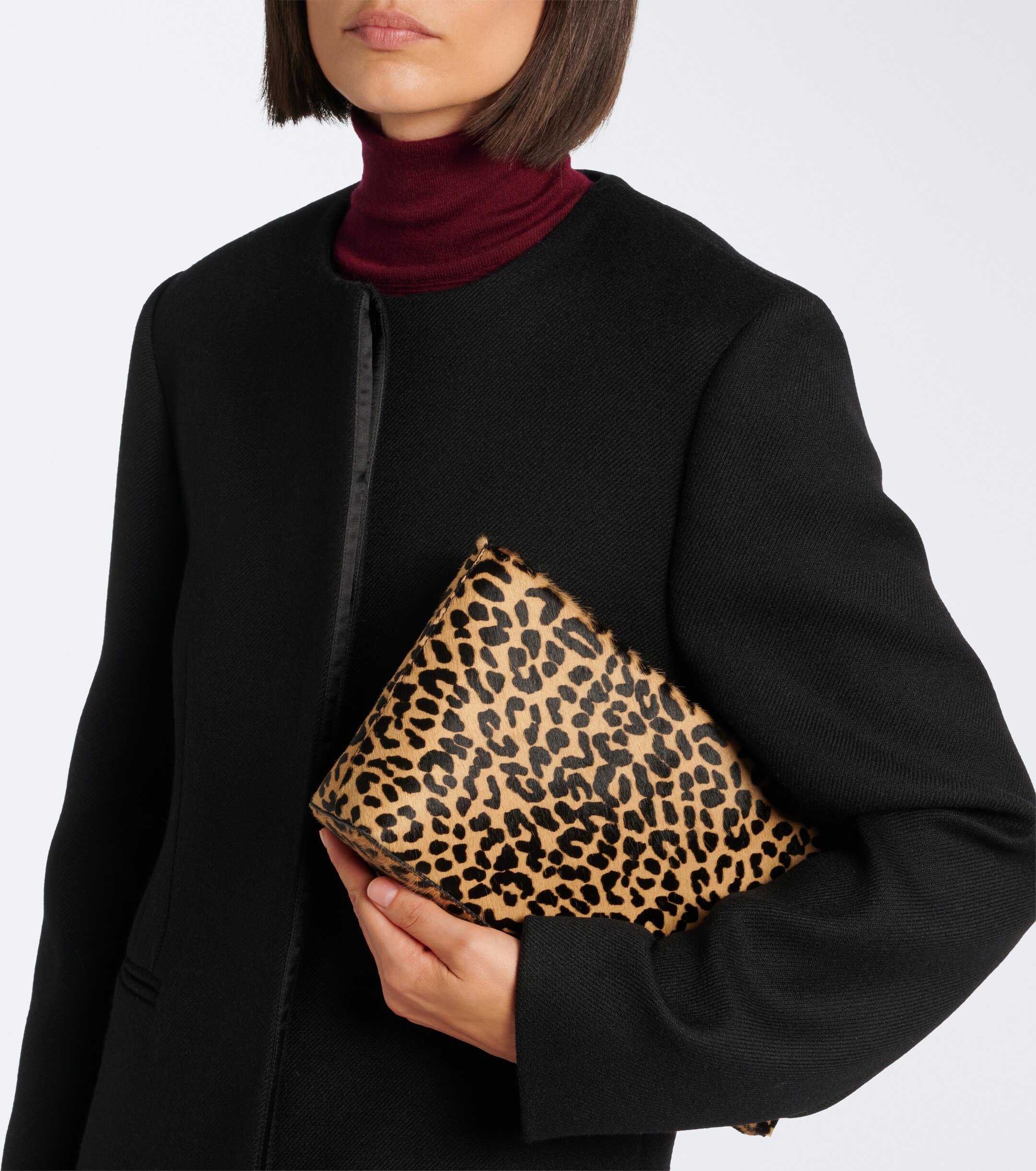 AMANU Amanu Mali leopard-print calf hair clutch