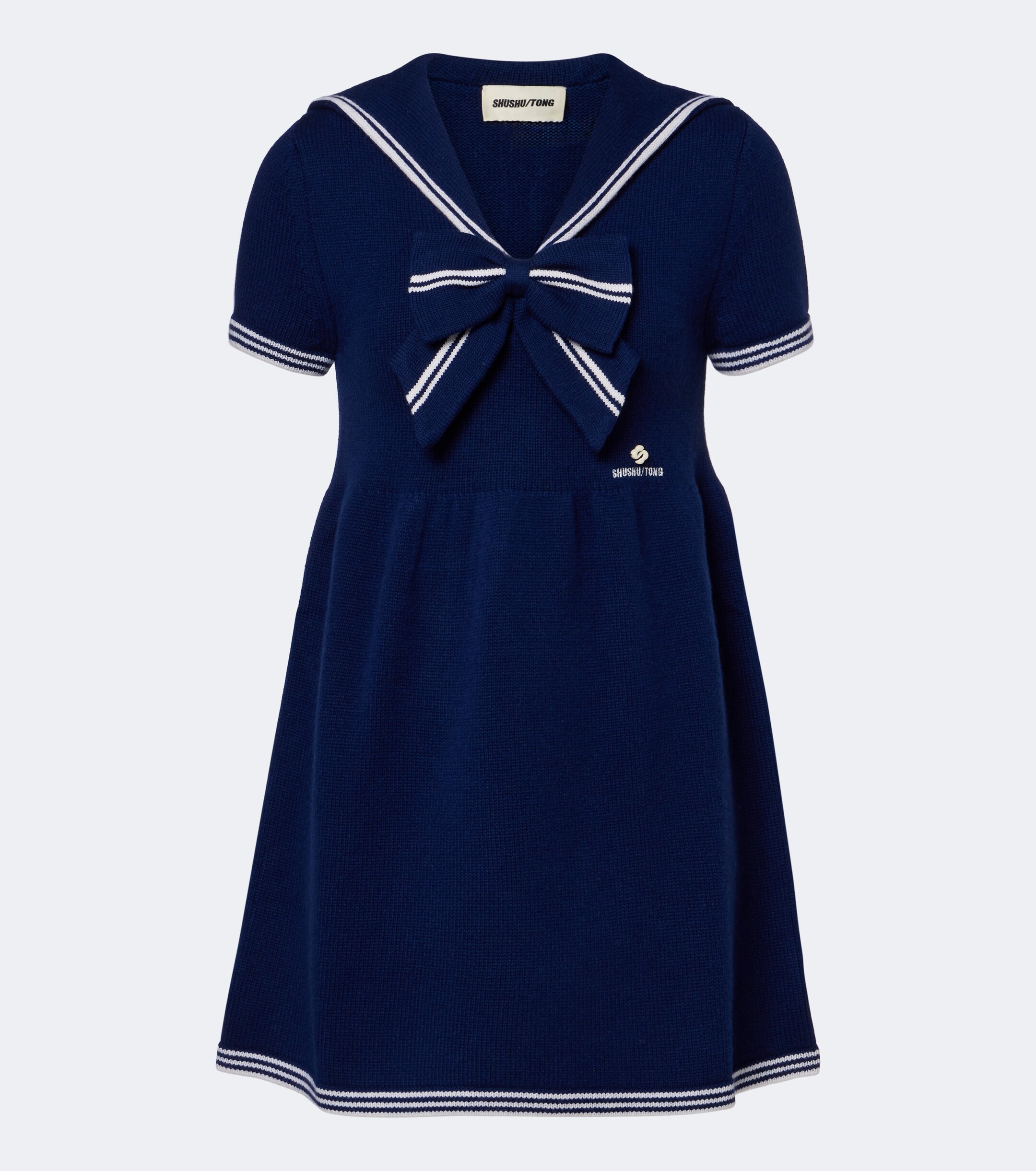 SHUSHU/TONG Shushu/Tong Bow-detail knitted wool minidress