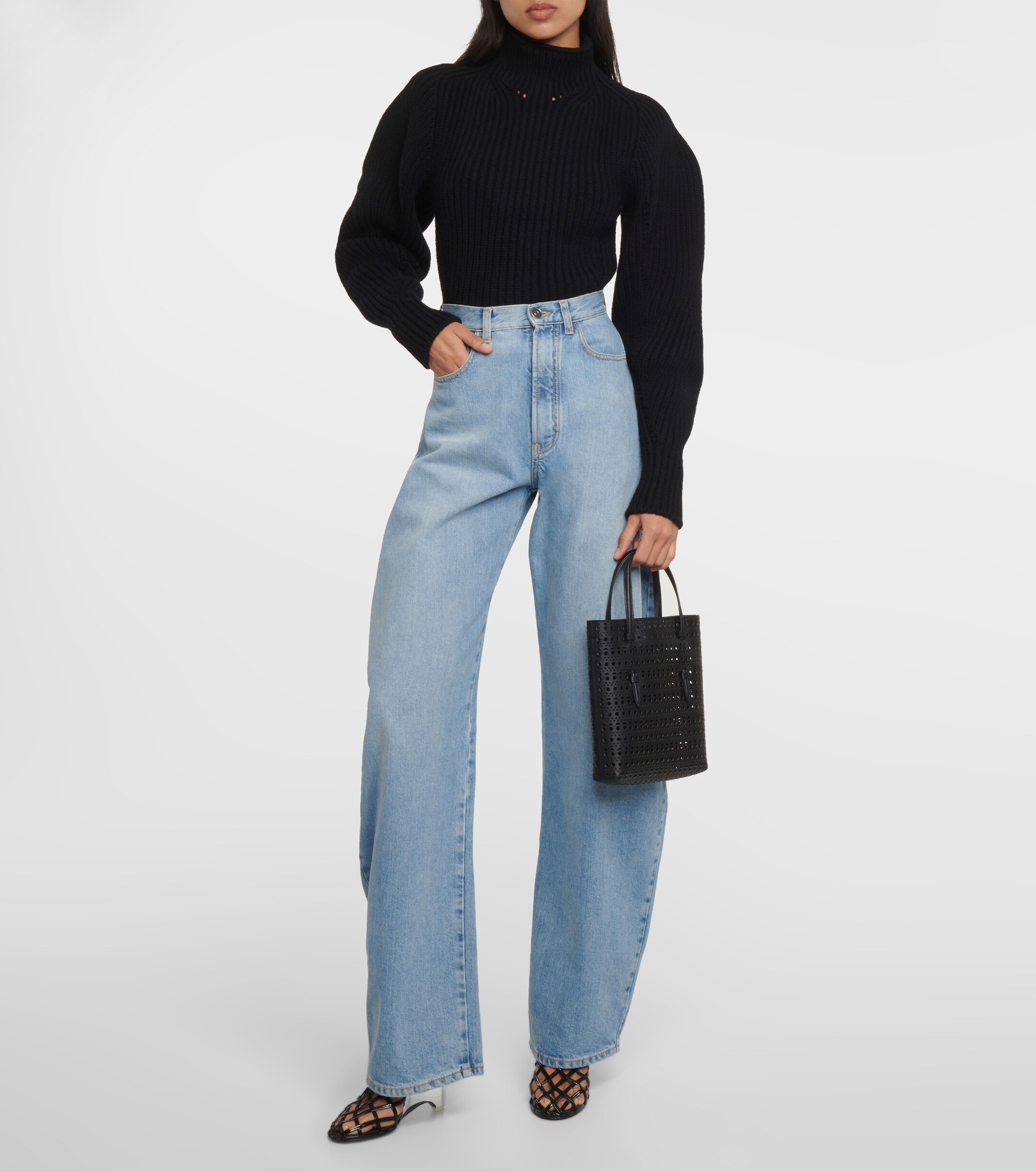 Alaïa Mina Ns Vienne Wave leather tote bag