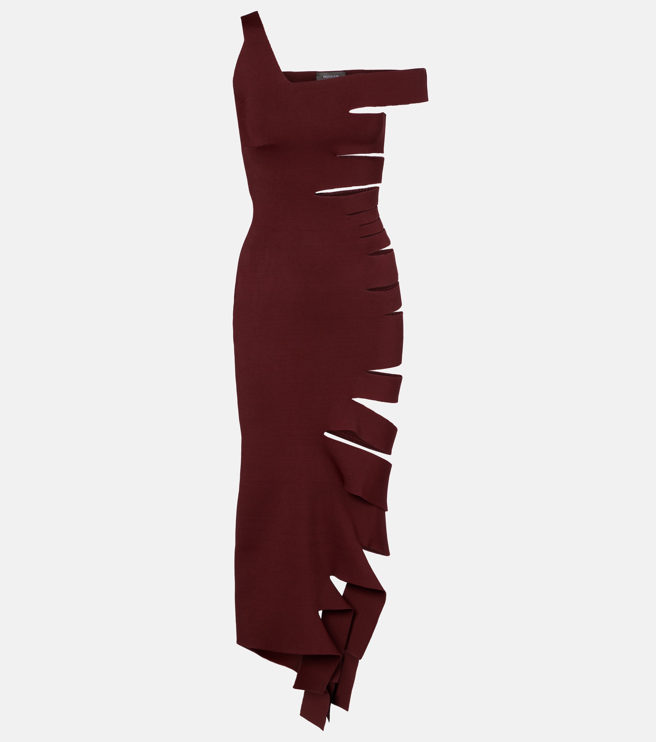 Mugler Asymmetric cut-out midi dress