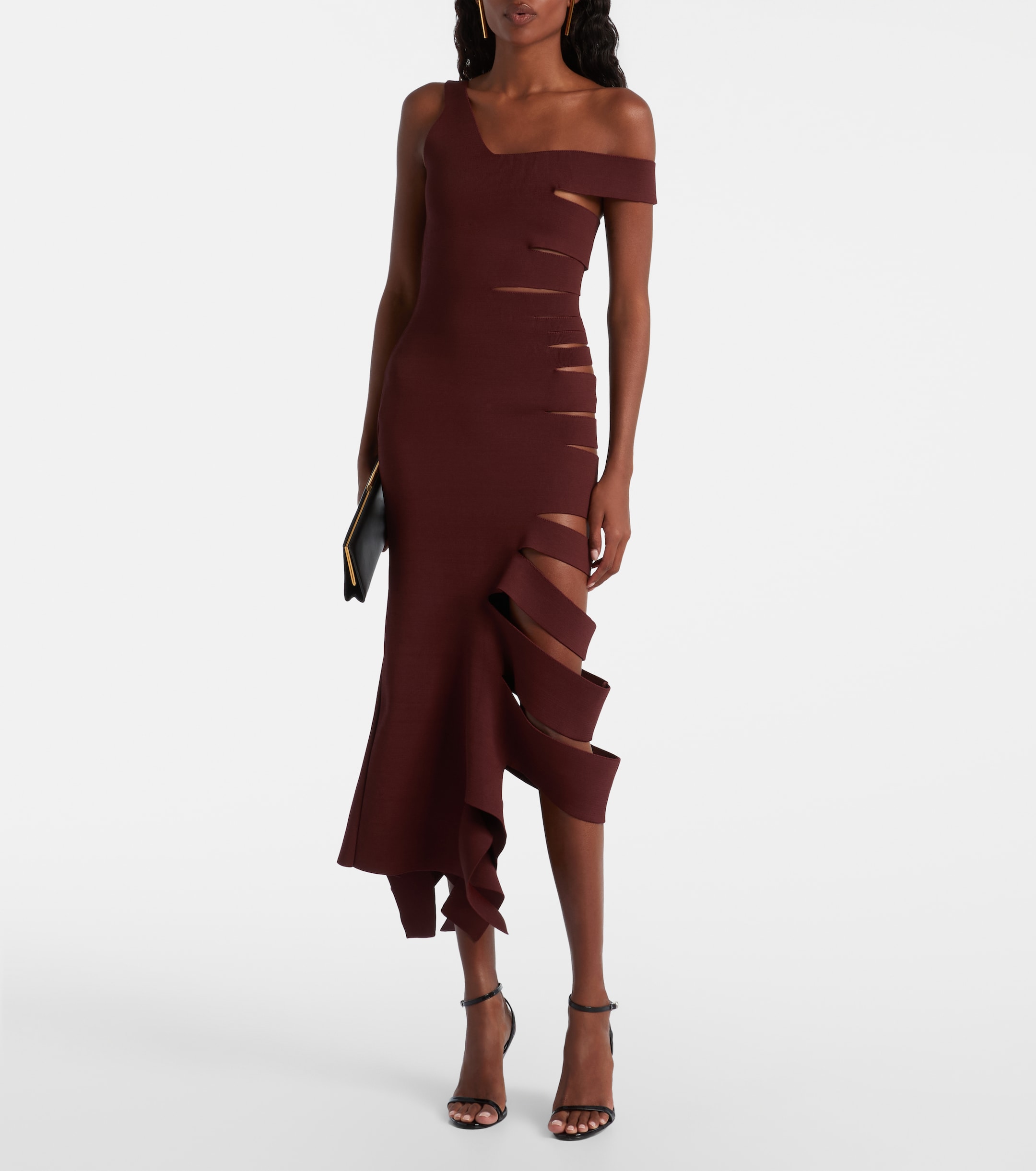 Mugler Asymmetric cut-out midi dress