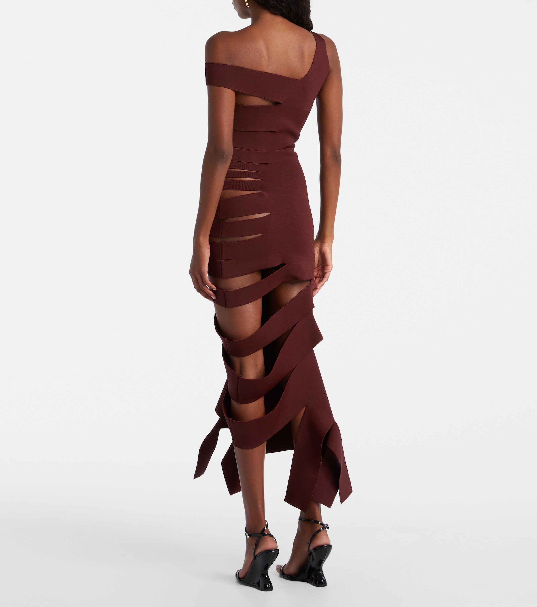 Mugler Asymmetric cut-out midi dress