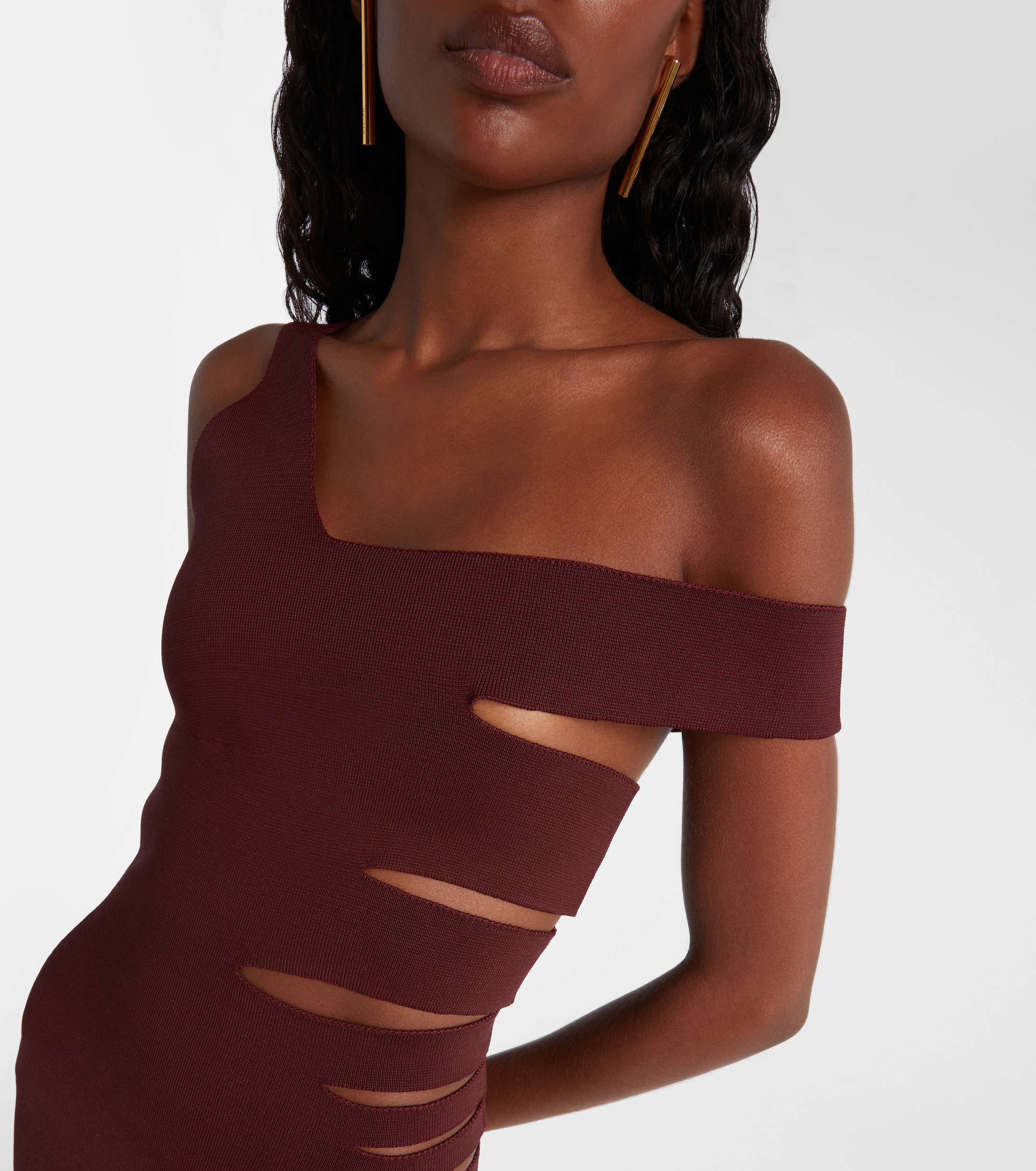 Mugler Asymmetric cut-out midi dress