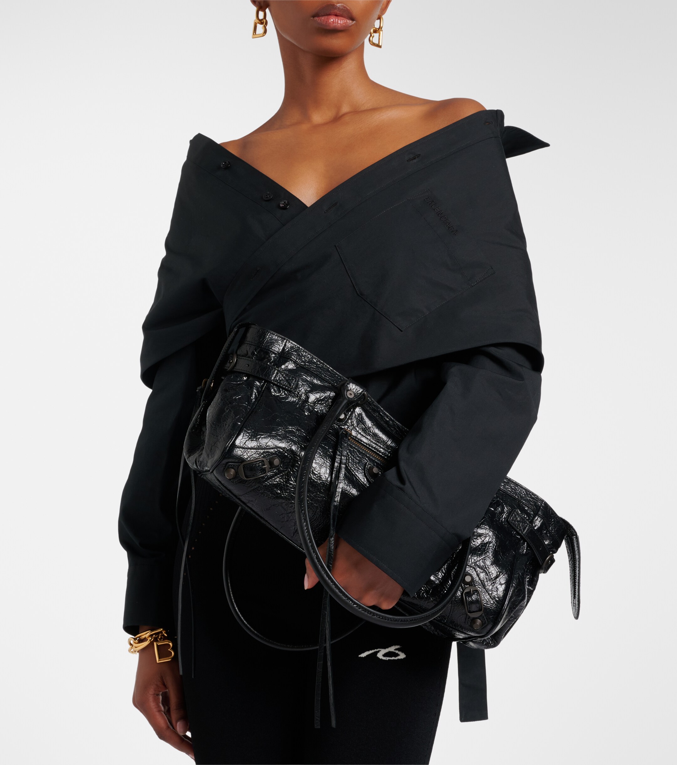 Balenciaga Le City East-West leather shoulder bag