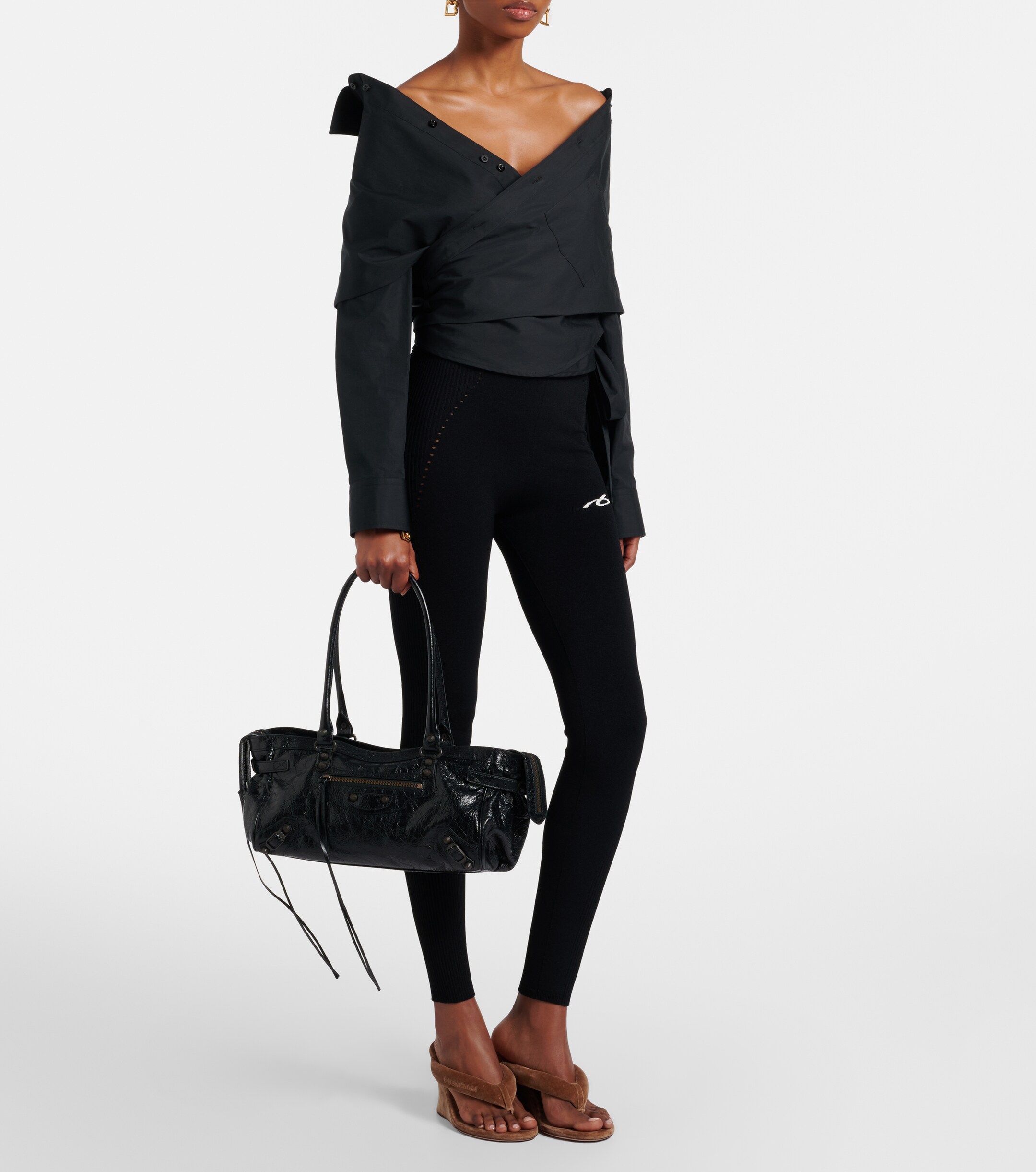 Balenciaga Le City East-West leather shoulder bag