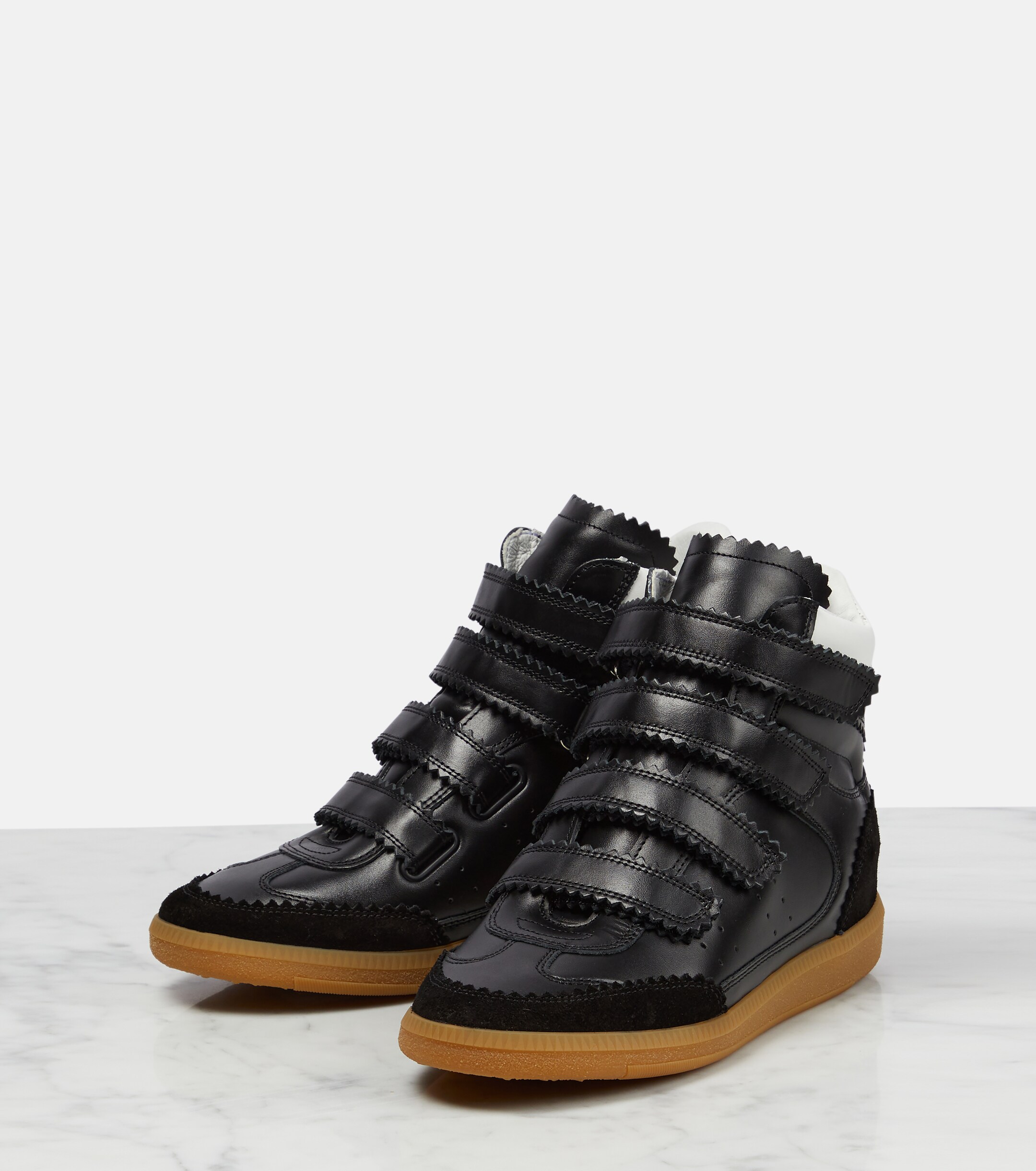 Isabel Marant Bilsy high-top leather and suede sneakers thumbnail