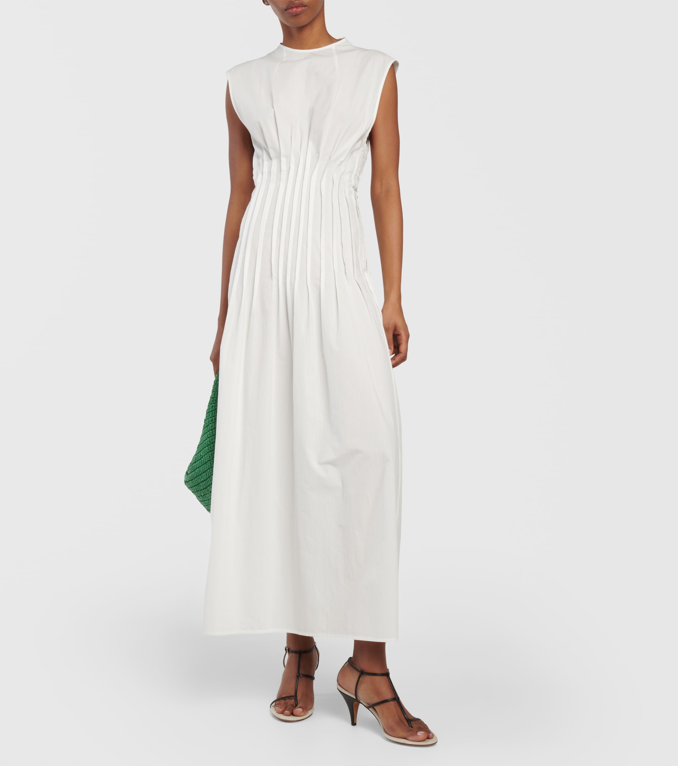 KHAITE Wes pleated cotton poplin maxi dress