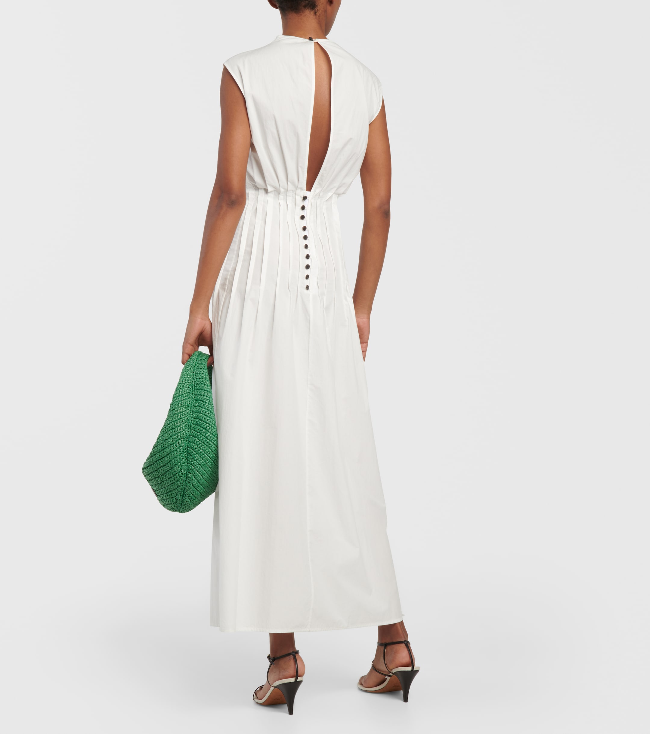 KHAITE Wes pleated cotton poplin maxi dress