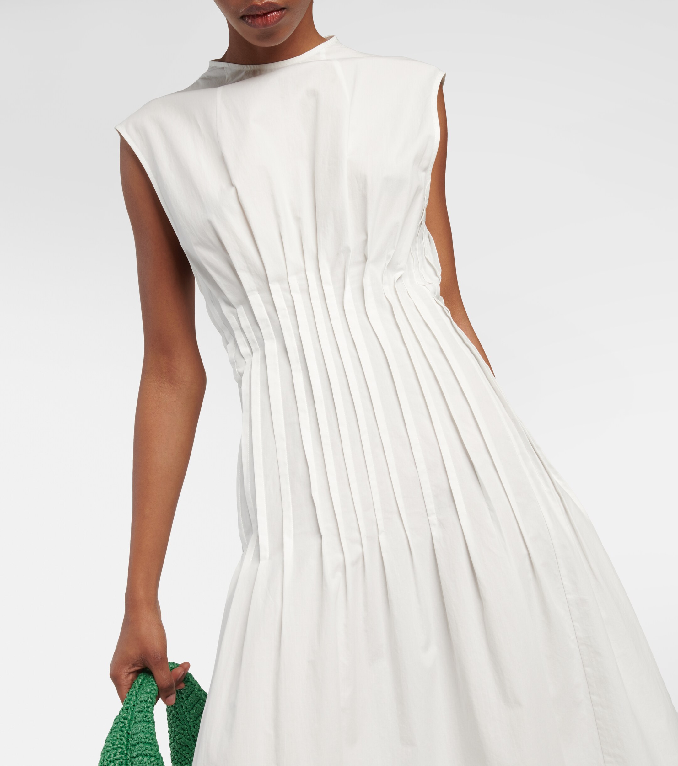 KHAITE Wes pleated cotton poplin maxi dress