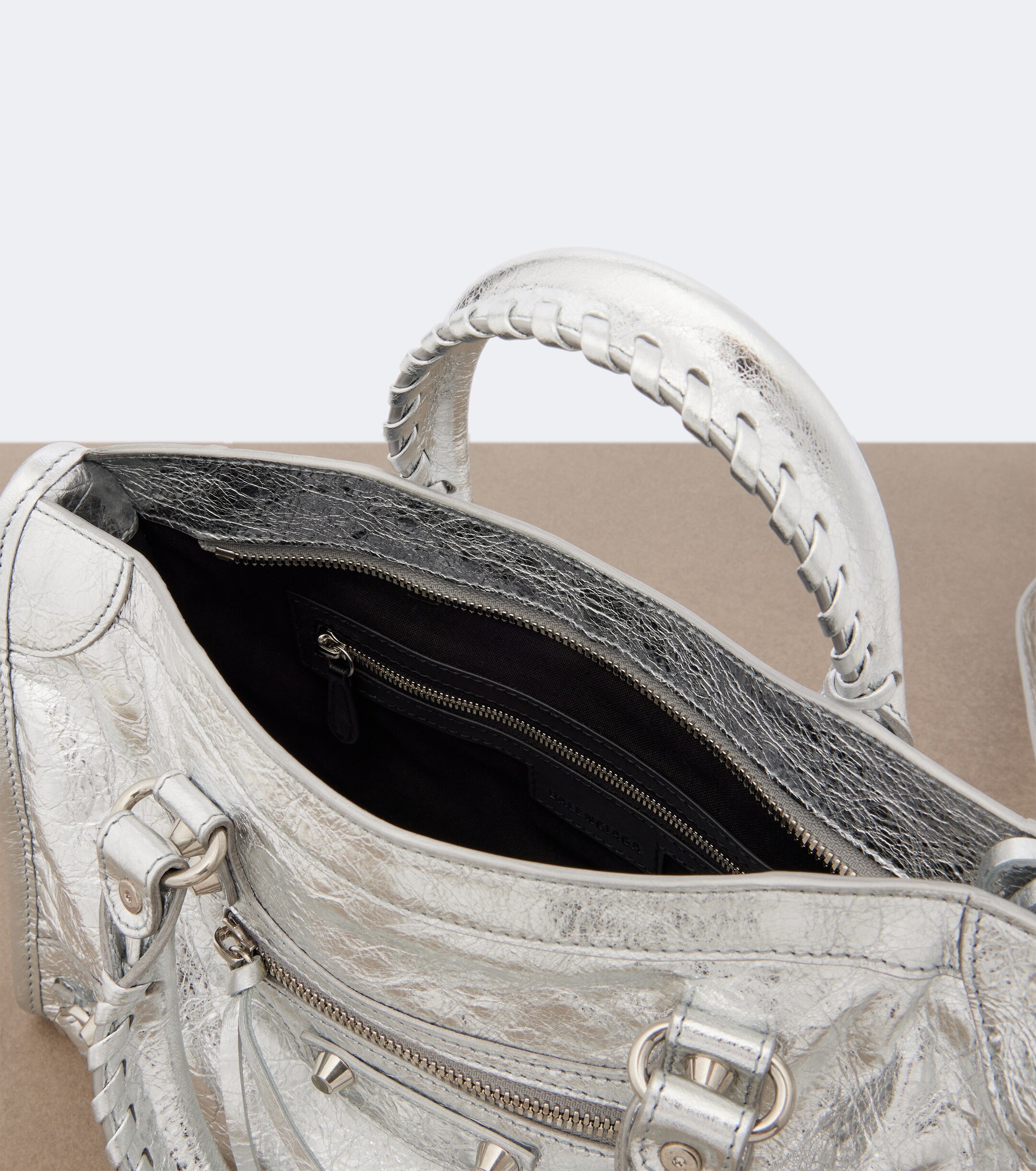 Balenciaga Le City Small metallic leather top-handle bag