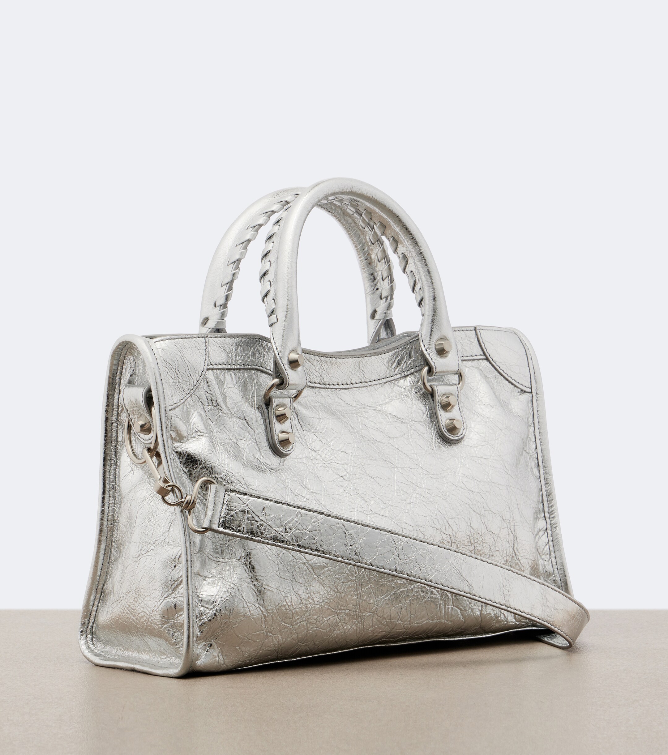 Balenciaga Le City Small metallic leather top-handle bag