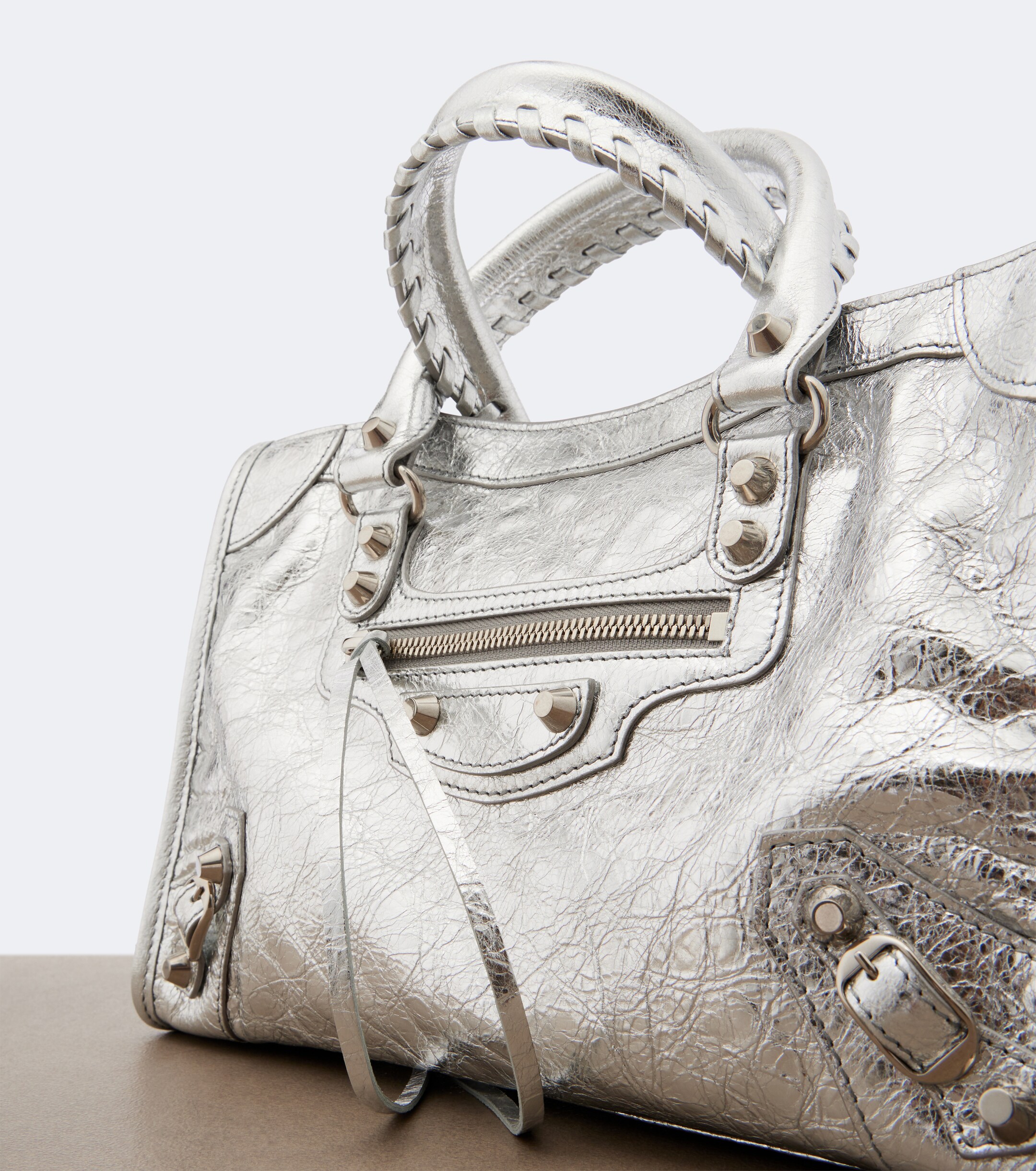 Balenciaga Le City Small metallic leather top-handle bag