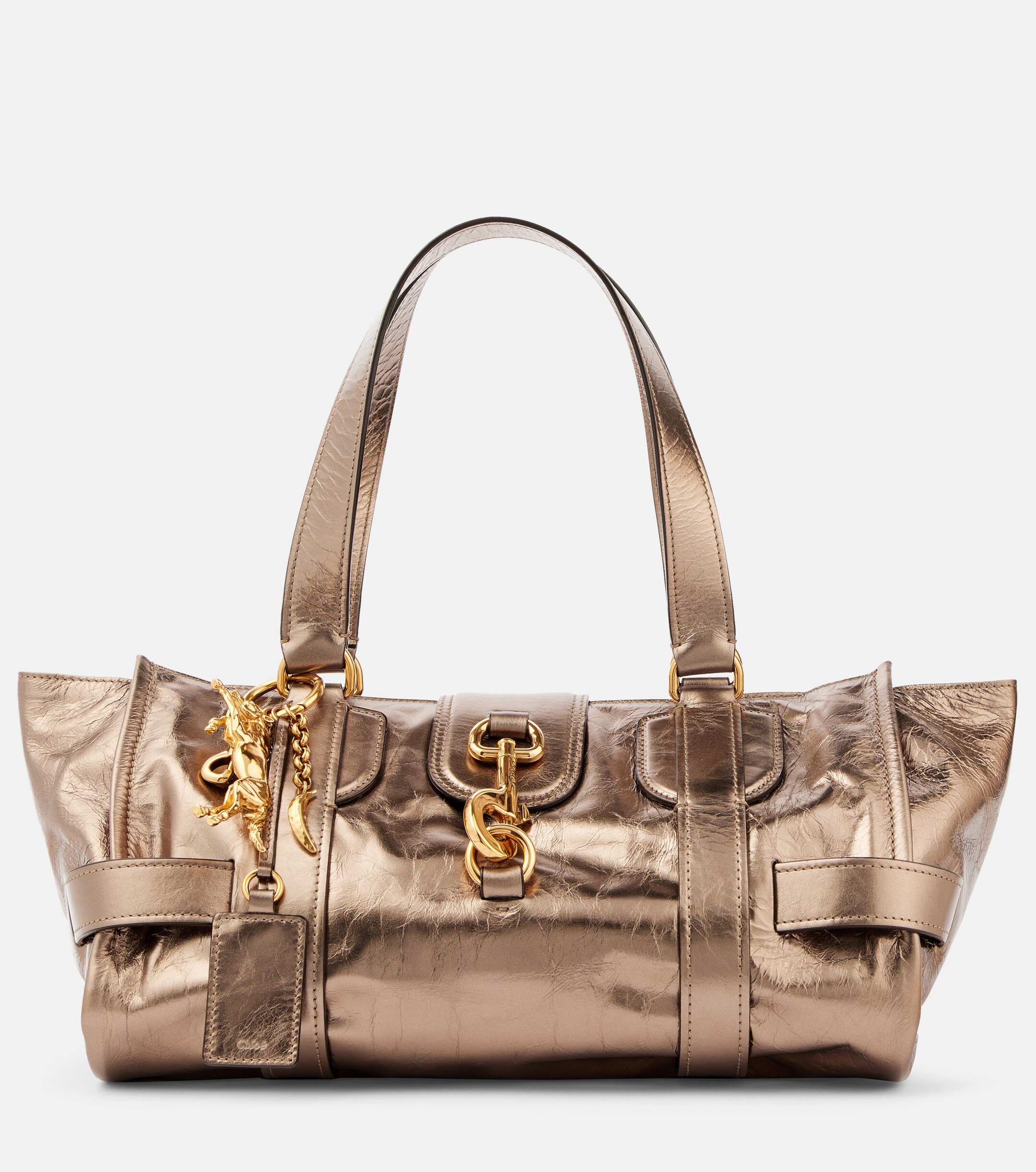 Chloé Kerala 25 Large metallic leather tote bag