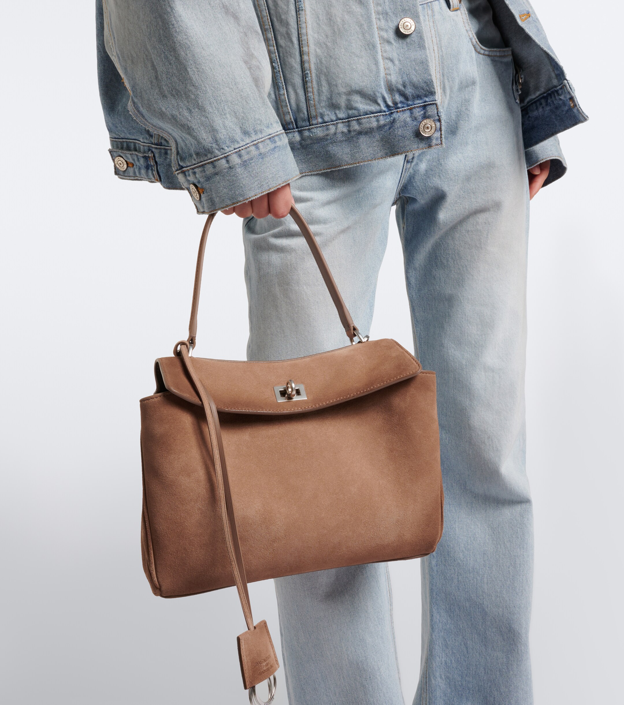 Balenciaga Rodeo Small suede top-handle bag