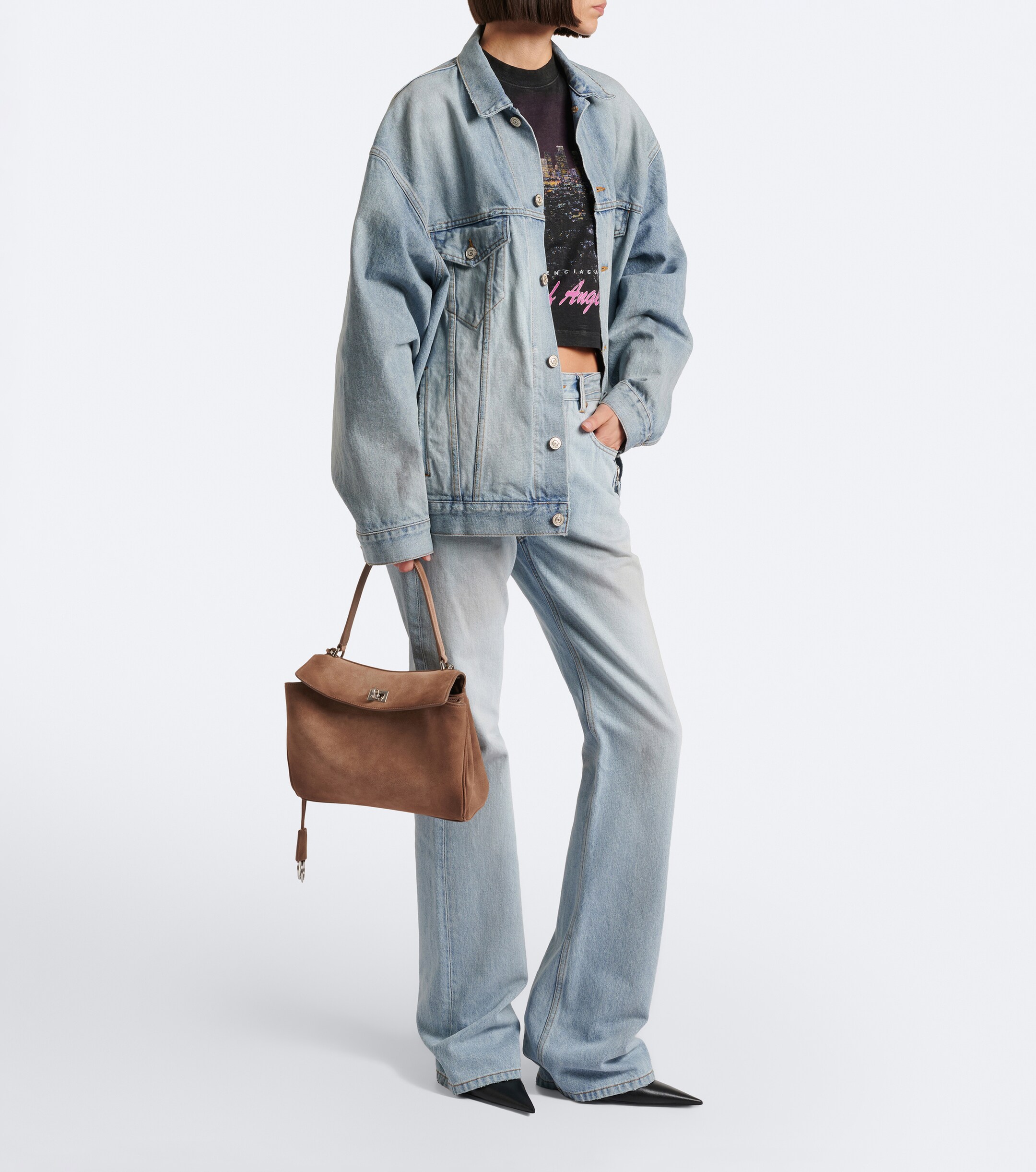 Balenciaga Rodeo Small suede top-handle bag