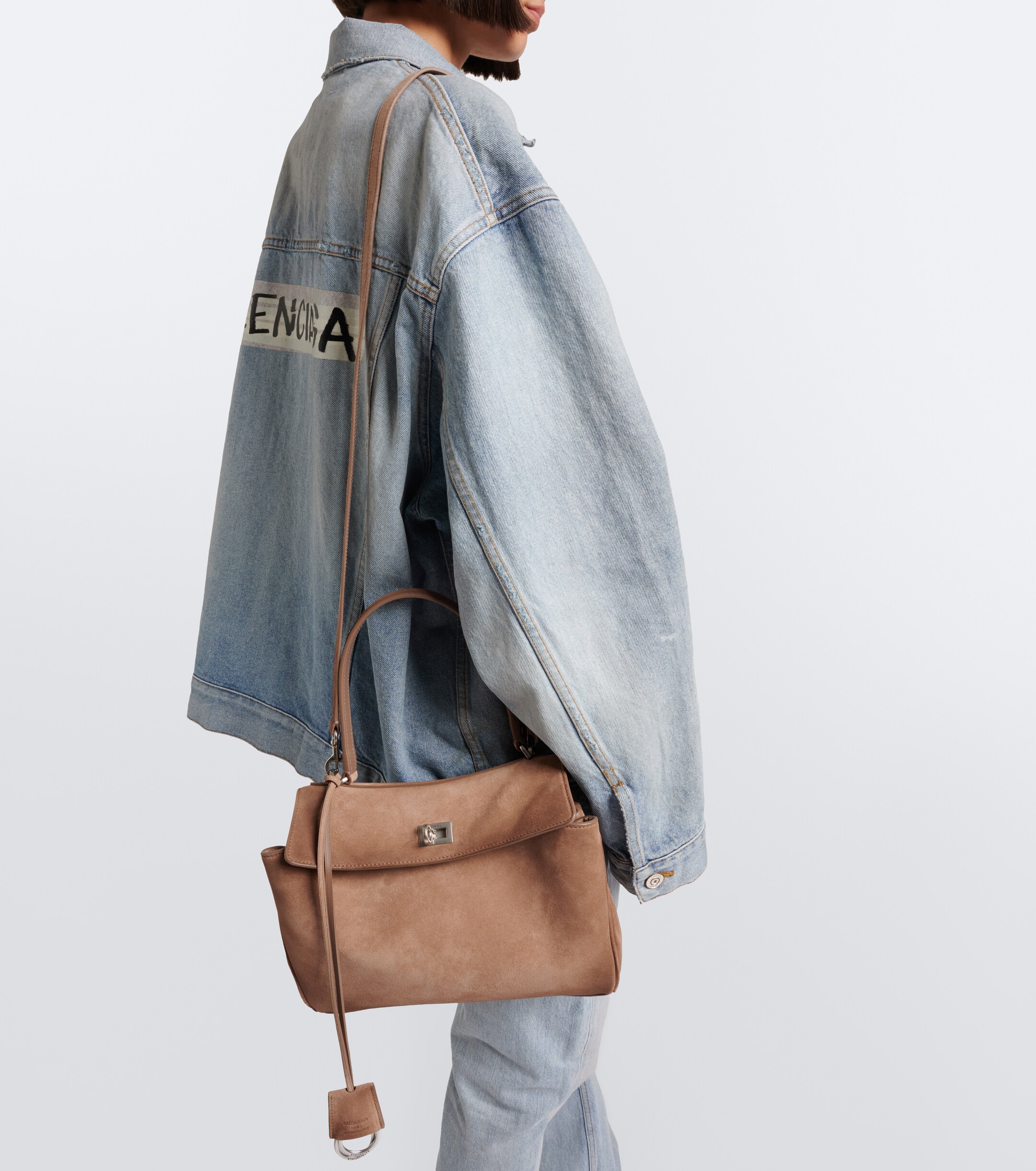 Balenciaga Rodeo Small suede top-handle bag