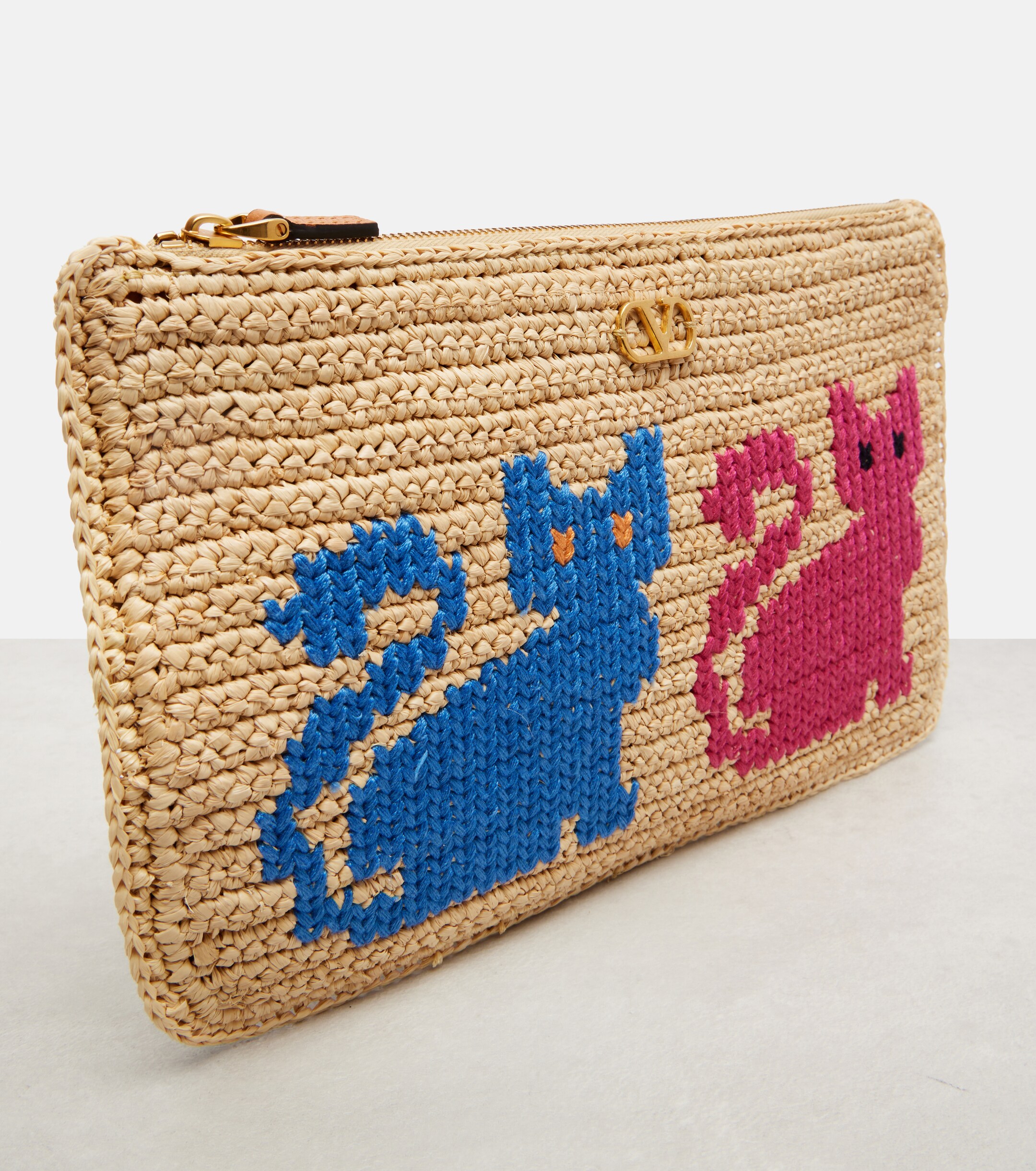 Valentino Garavani VLogo raffia pouch thumbnail