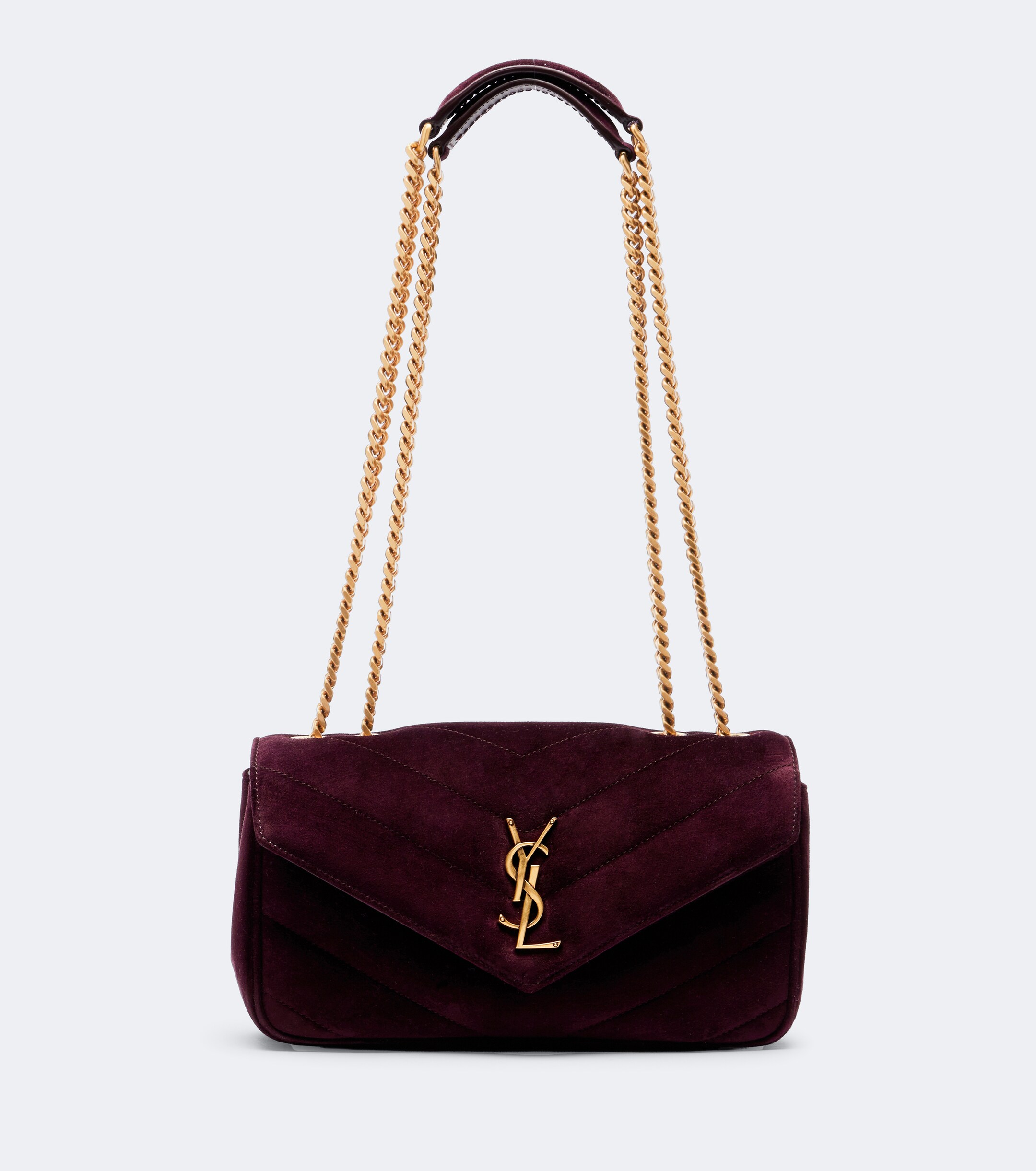 Saint Laurent Loulou Small matelassé suede shoulder bag