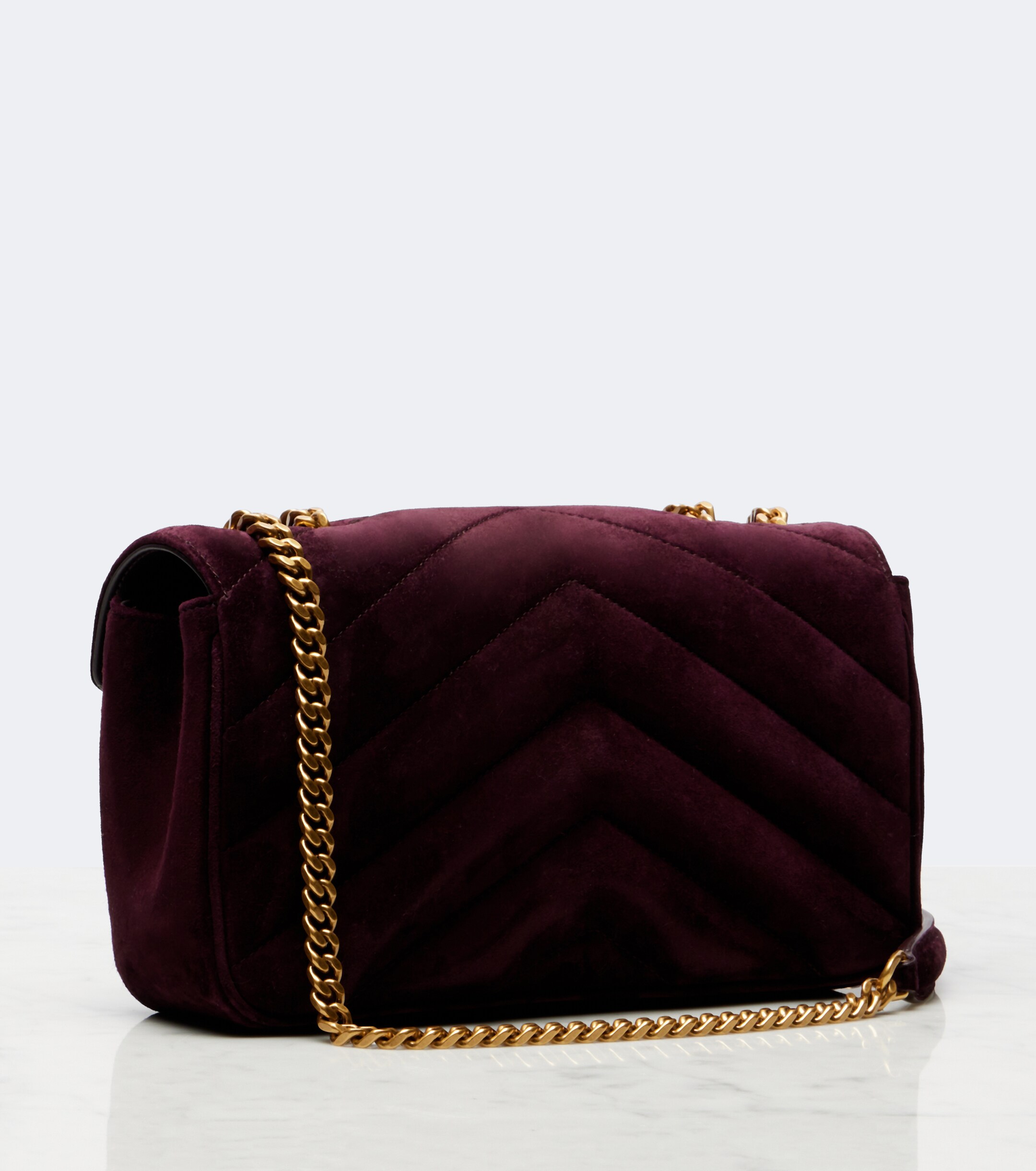 Saint Laurent Loulou Small matelassé suede shoulder bag