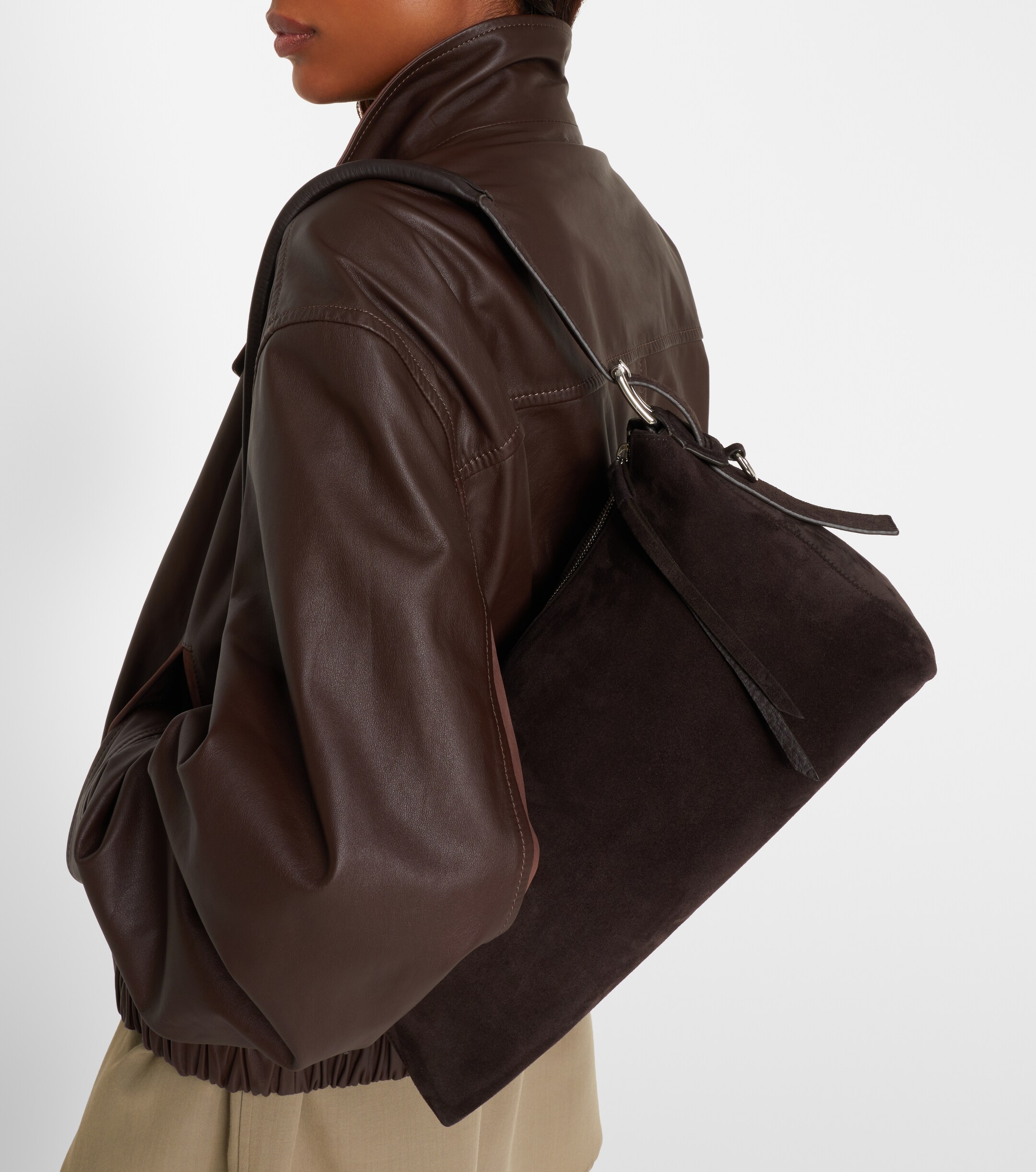 Lemaire Small belted suede shoulder bag