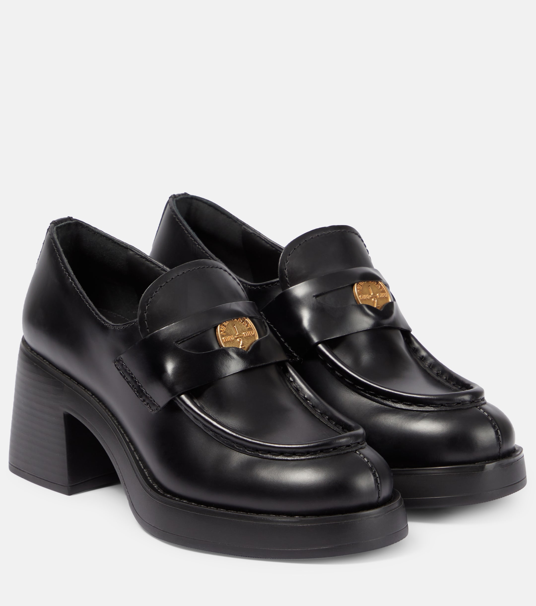 Miu Miu - Leather penny loafers | Plush