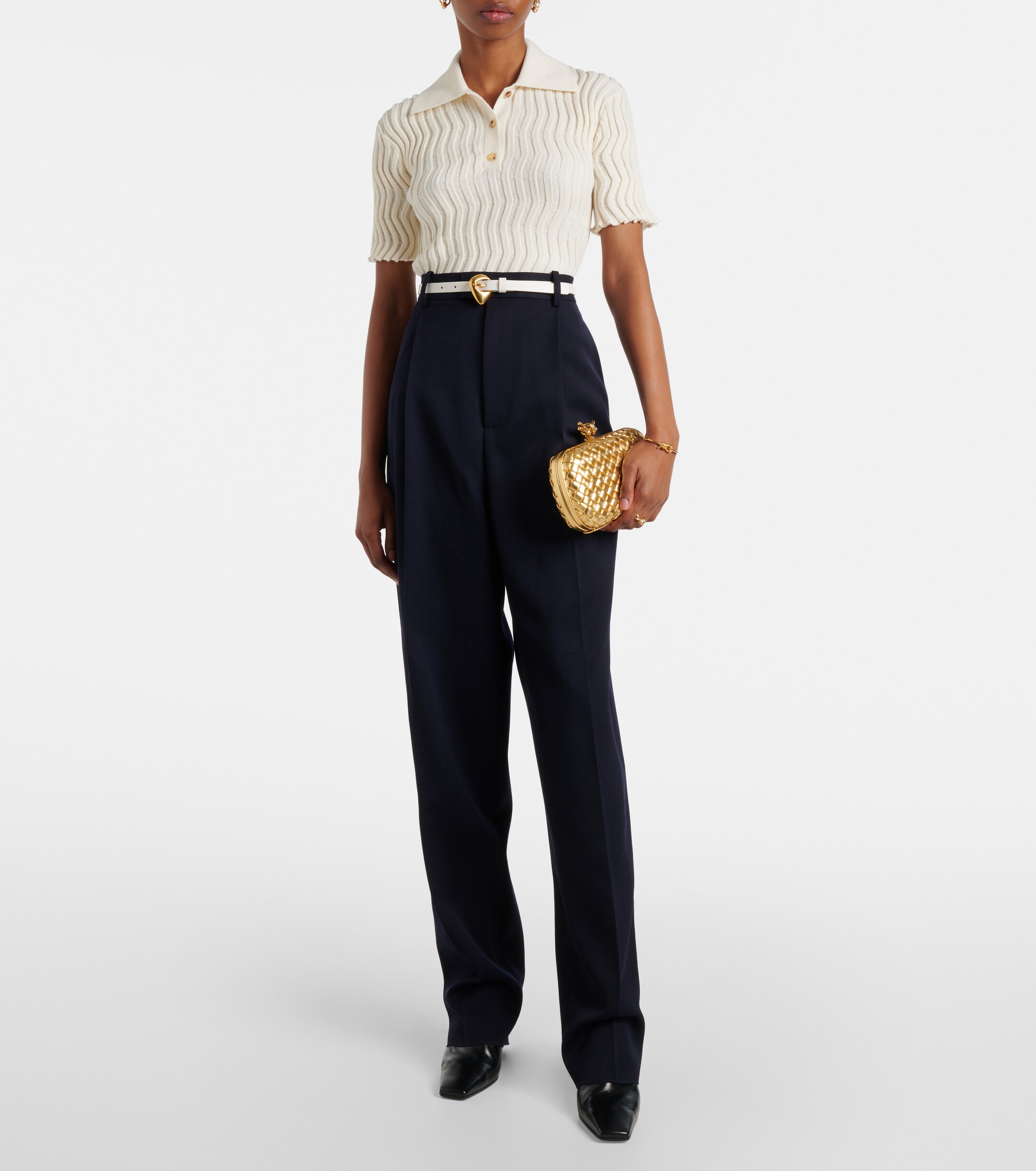 Bottega Veneta Bottega Veneta Knot Intreccio metallic leather clutch