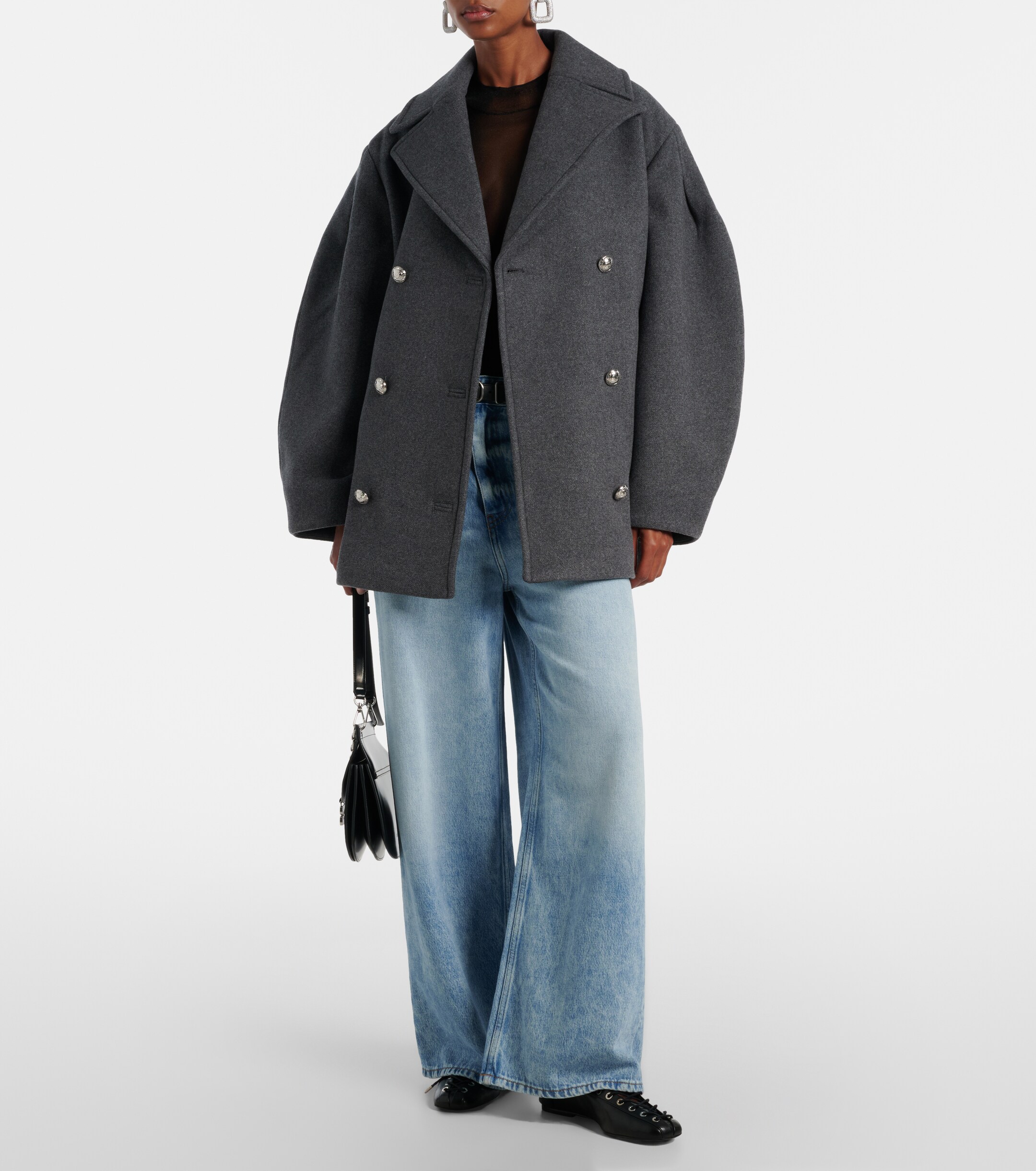 GANNI - Oversized wool-blend peacoat | Plush