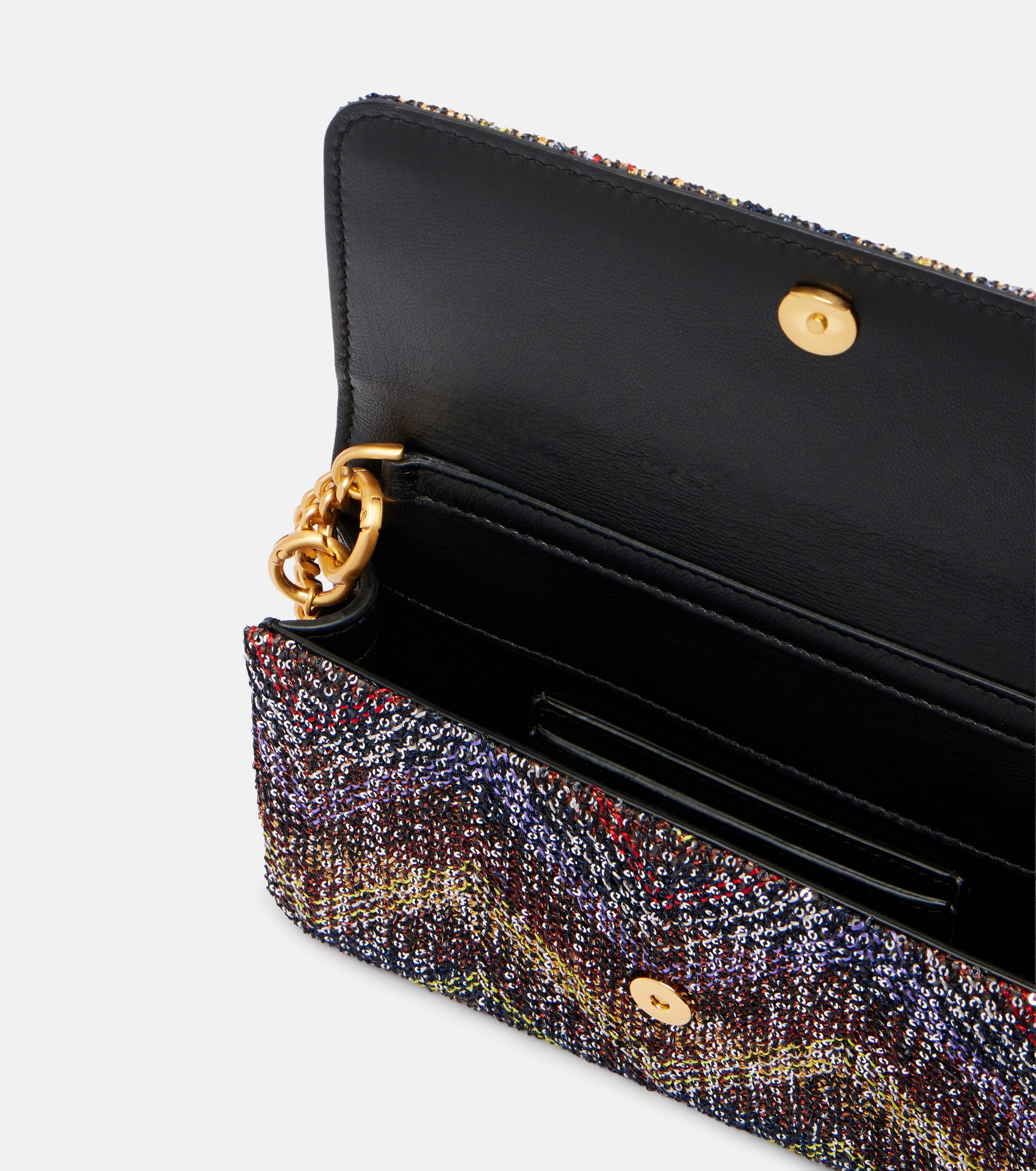 Missoni Caperdoni Small leather-trimmed sequined crossbody bag