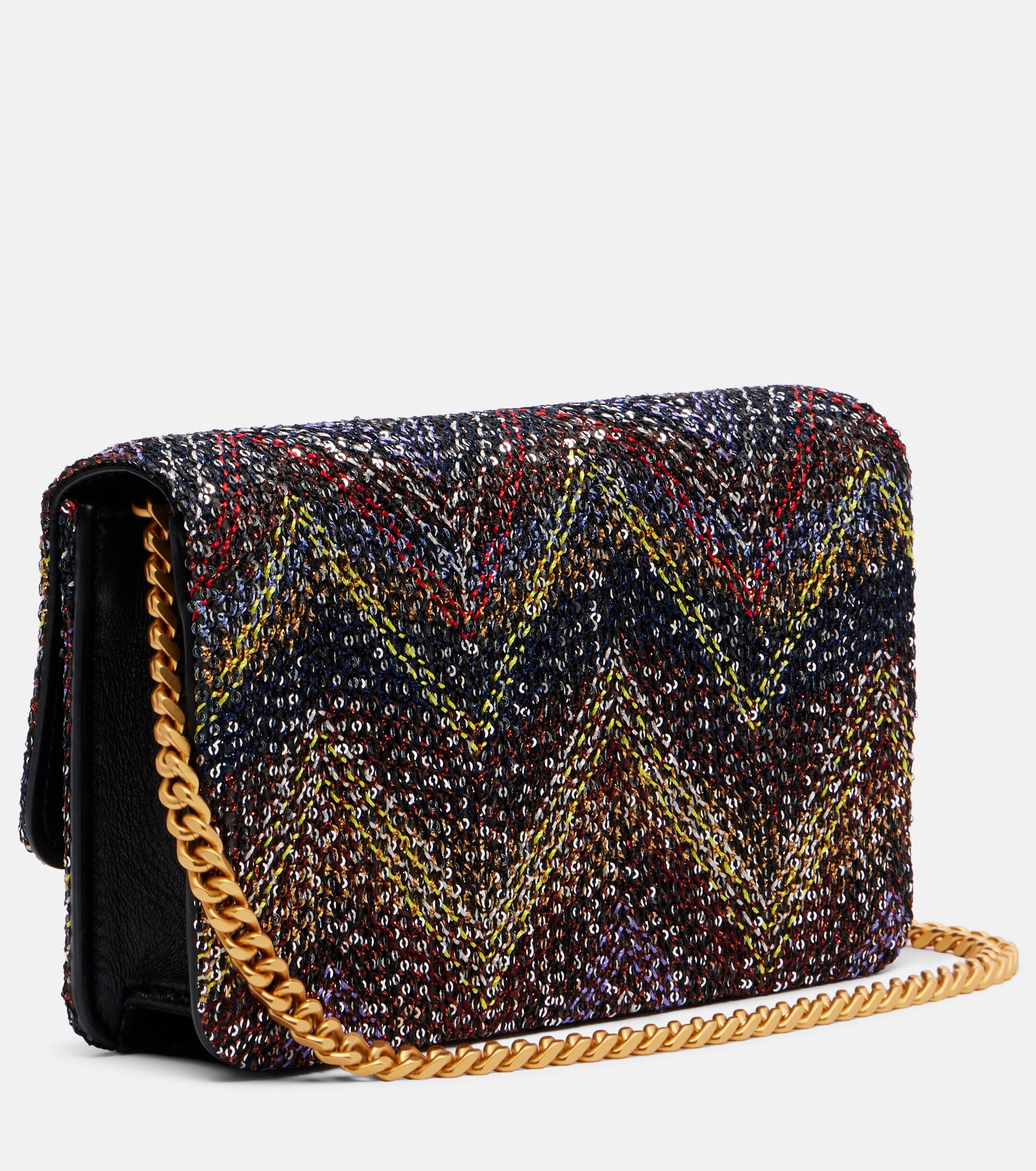 Missoni Caperdoni Small leather-trimmed sequined crossbody bag