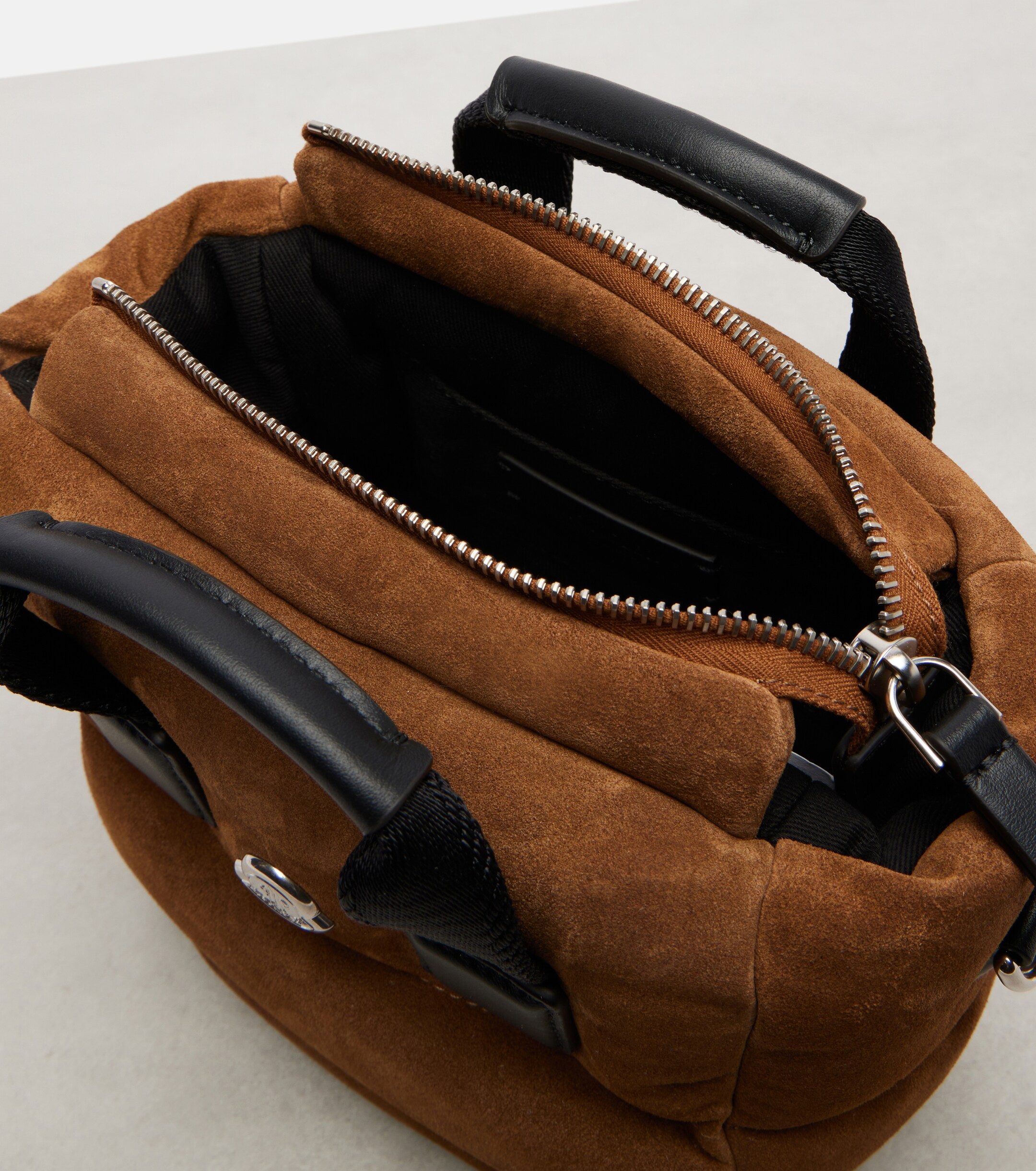 Moncler Caradoc Micro suede top-handle bag