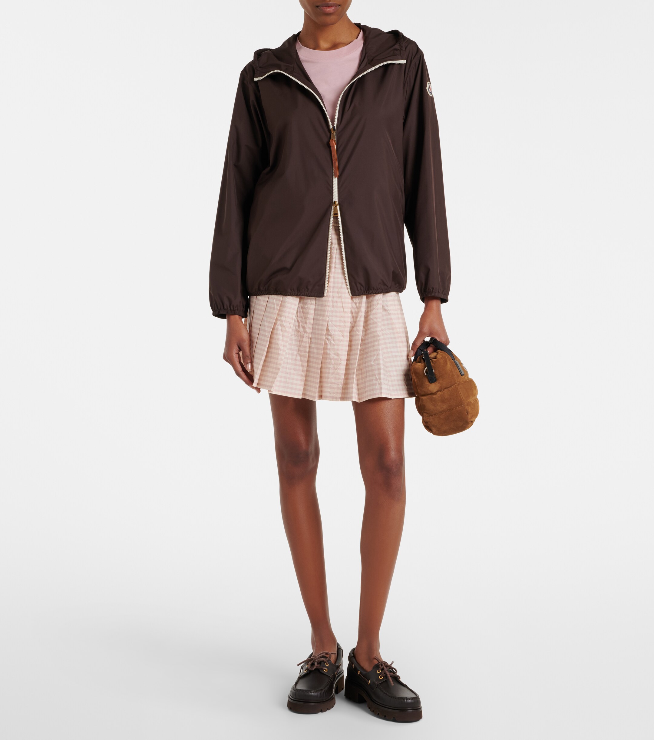 Moncler Caradoc Micro suede top-handle bag