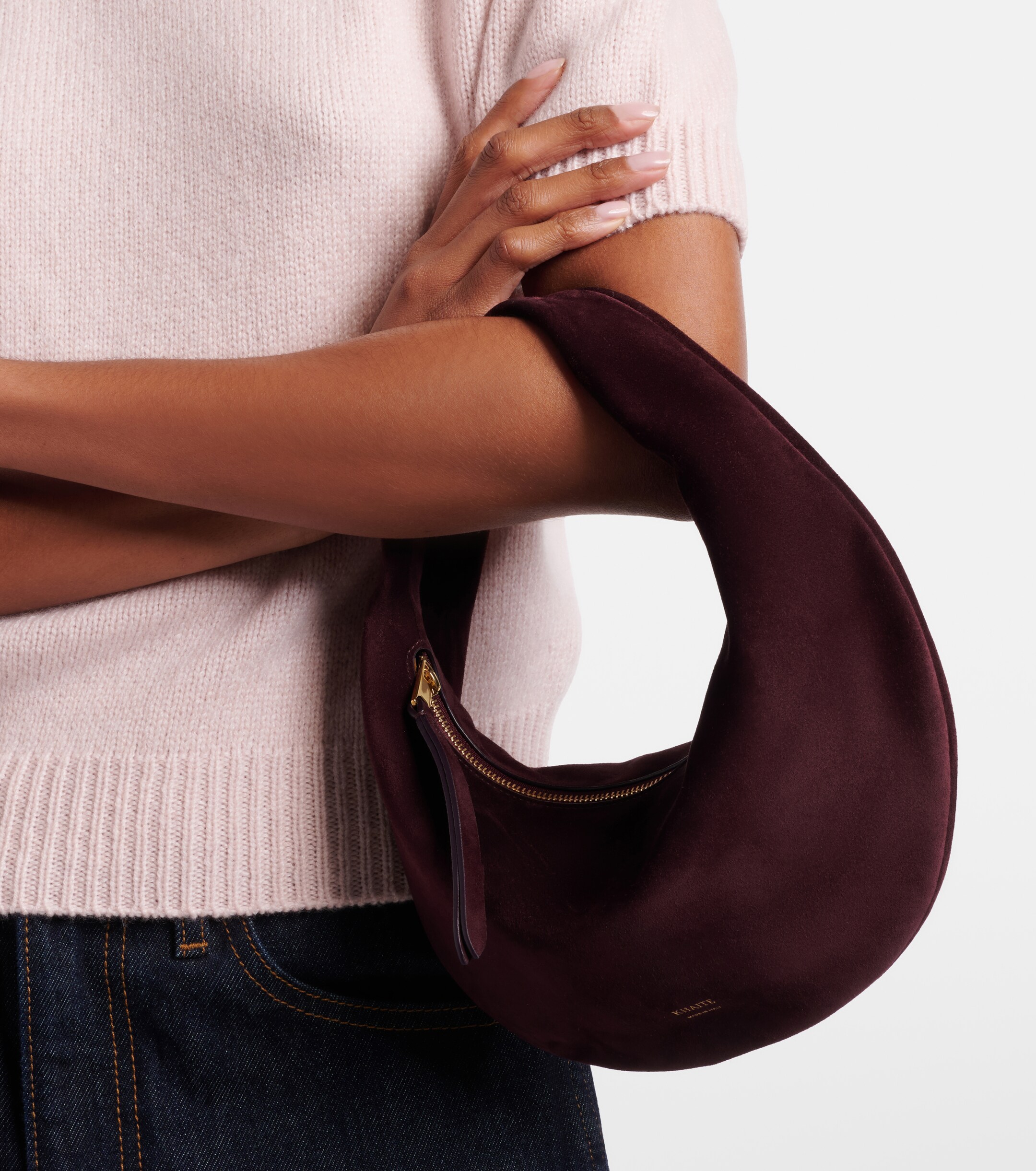 KHAITE Olivia Mini suede top-handle bag