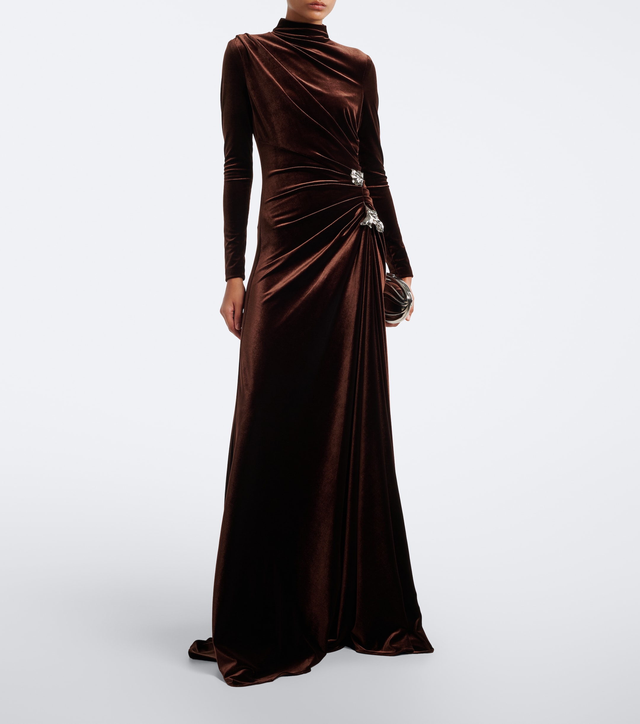 Monique Lhuillier Monique Lhuillier Draped embellished velvet gown