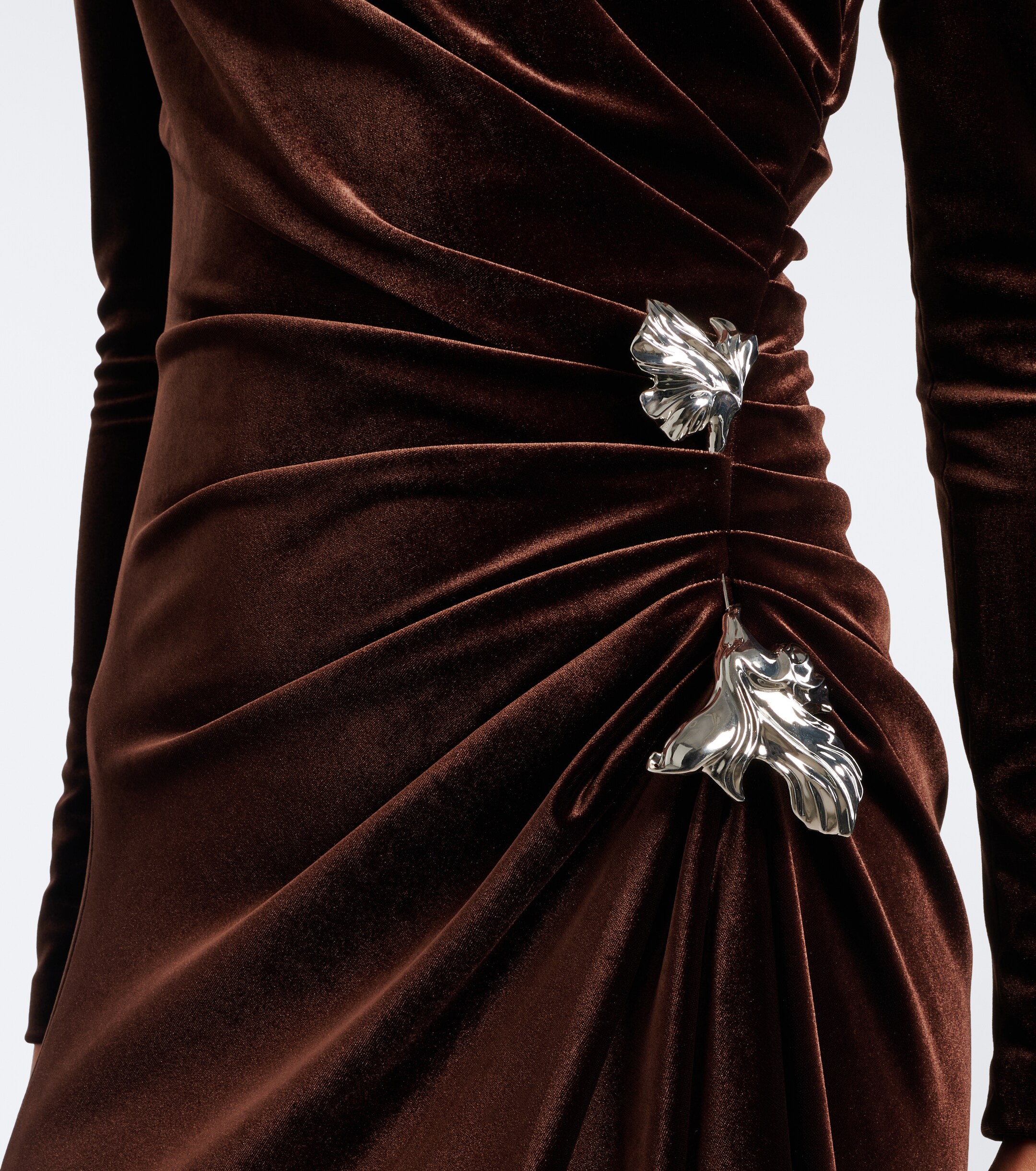 Monique Lhuillier Monique Lhuillier Draped embellished velvet gown