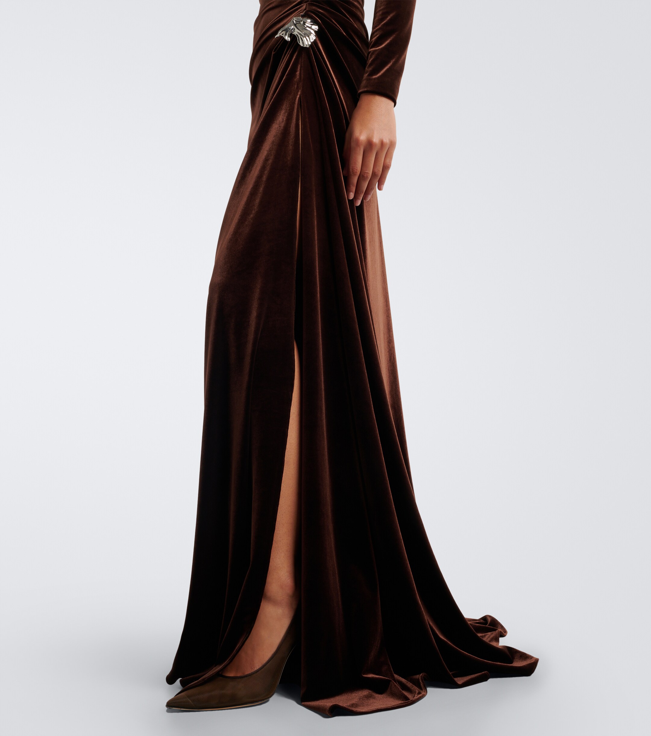 Monique Lhuillier Monique Lhuillier Draped embellished velvet gown